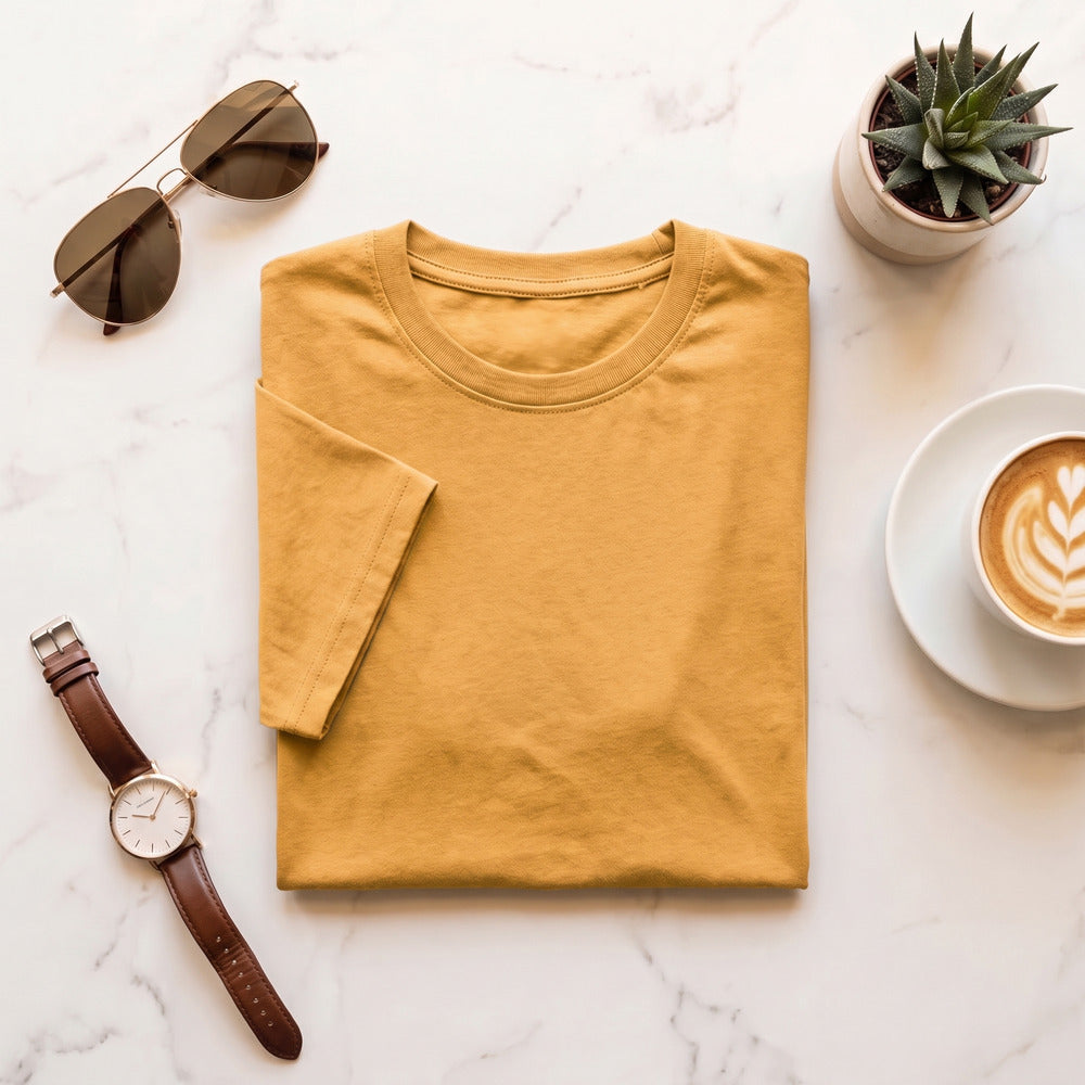 Classic Golden Yellow Unisex T-Shirt - detail view | Macmerise