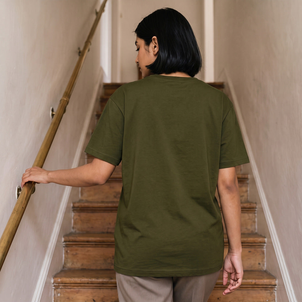 Classic Olive Green Unisex T-Shirt - detail view | Macmerise