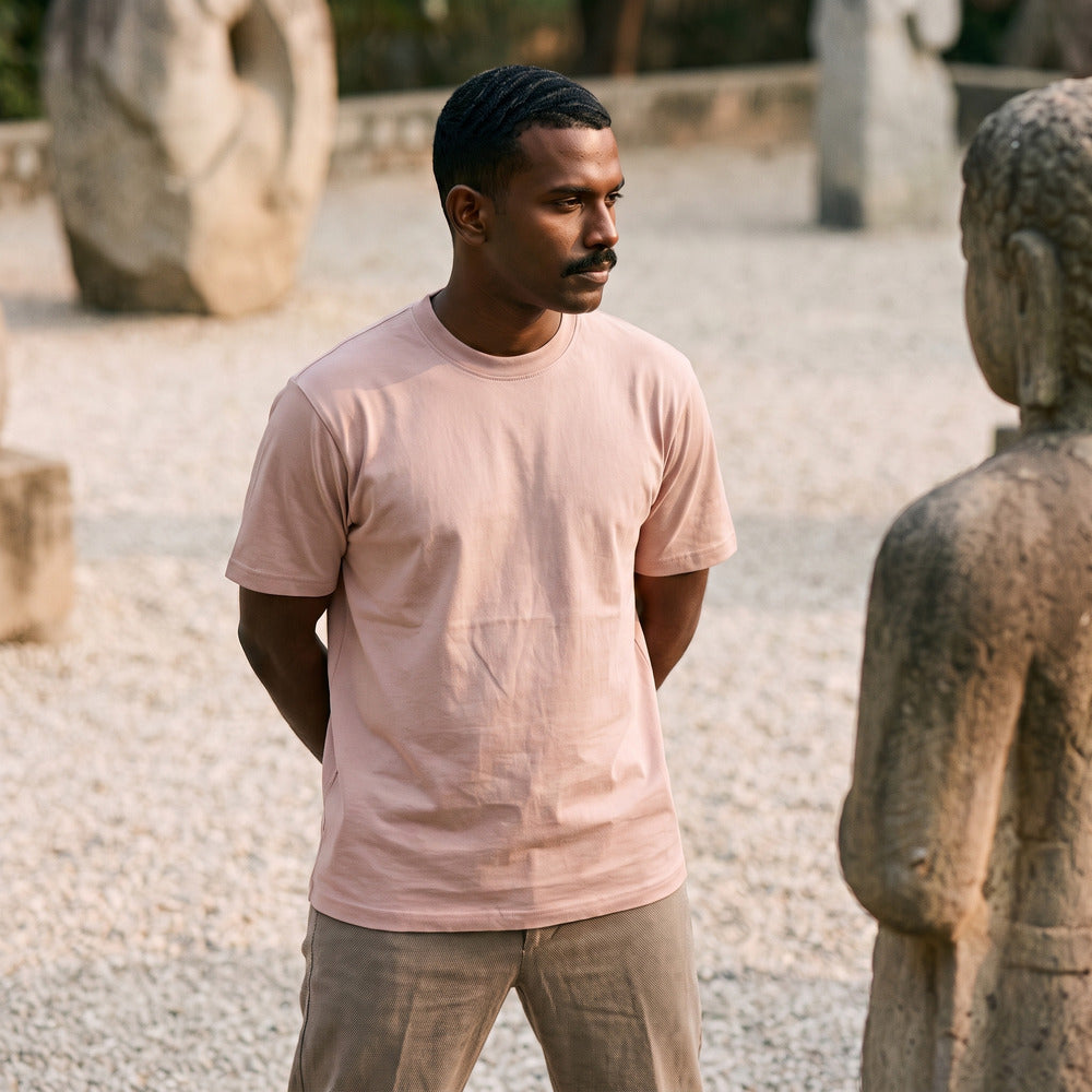Classic Pearl Pink Unisex T-Shirt - detail view | Macmerise