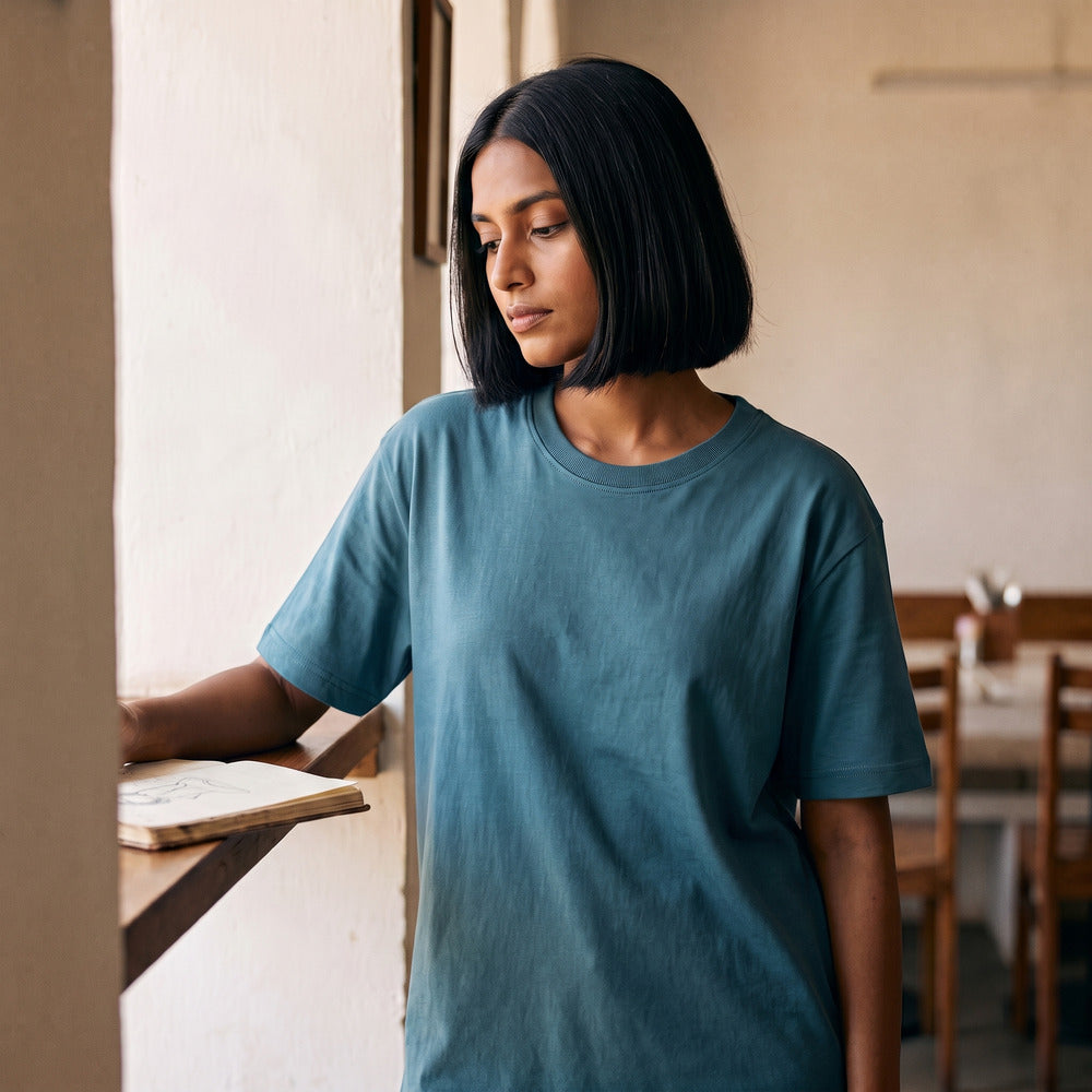 Classic Sapphire Blue Unisex T-Shirt - detail view | Macmerise