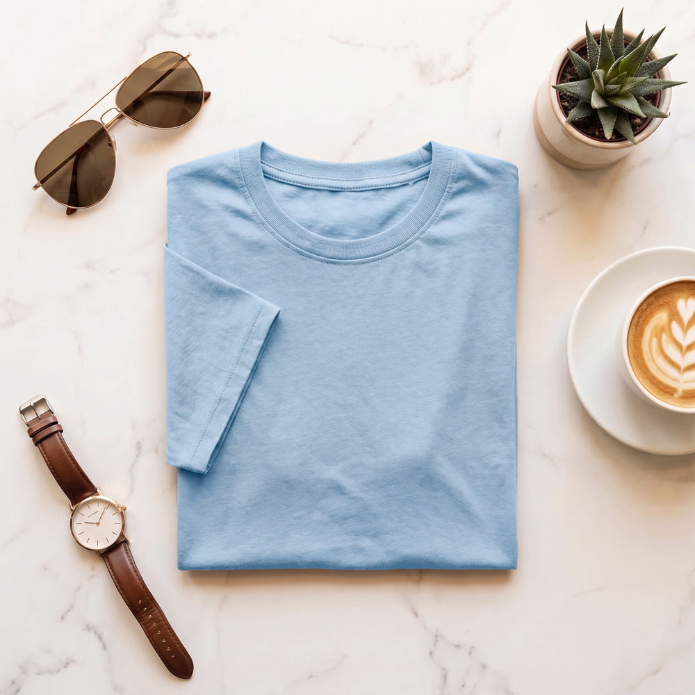 Classic Sky Blue Unisex T-Shirt - detail view | Macmerise