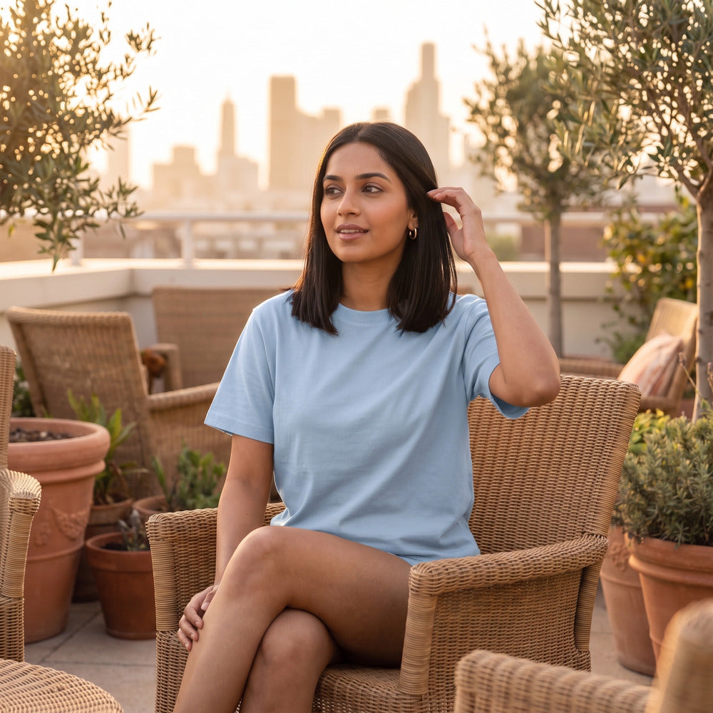 Classic Sky Blue Unisex T-Shirt - detail view | Macmerise