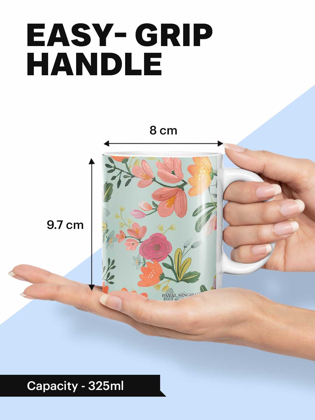 Payal Singhal Aqua Handpainted Flower - Coffee Mug