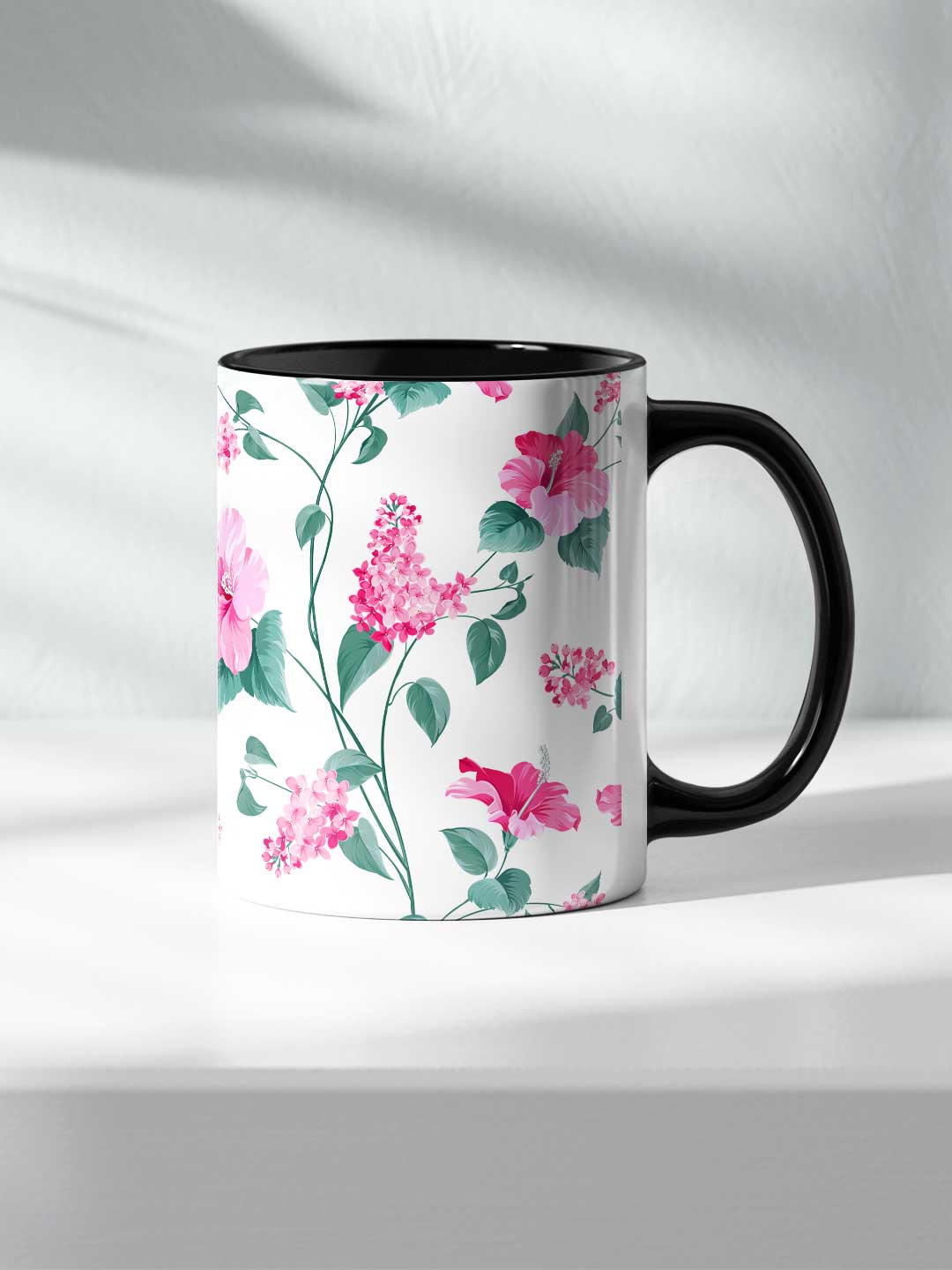 SK Hibiscus Blush Black - Coffee Mug