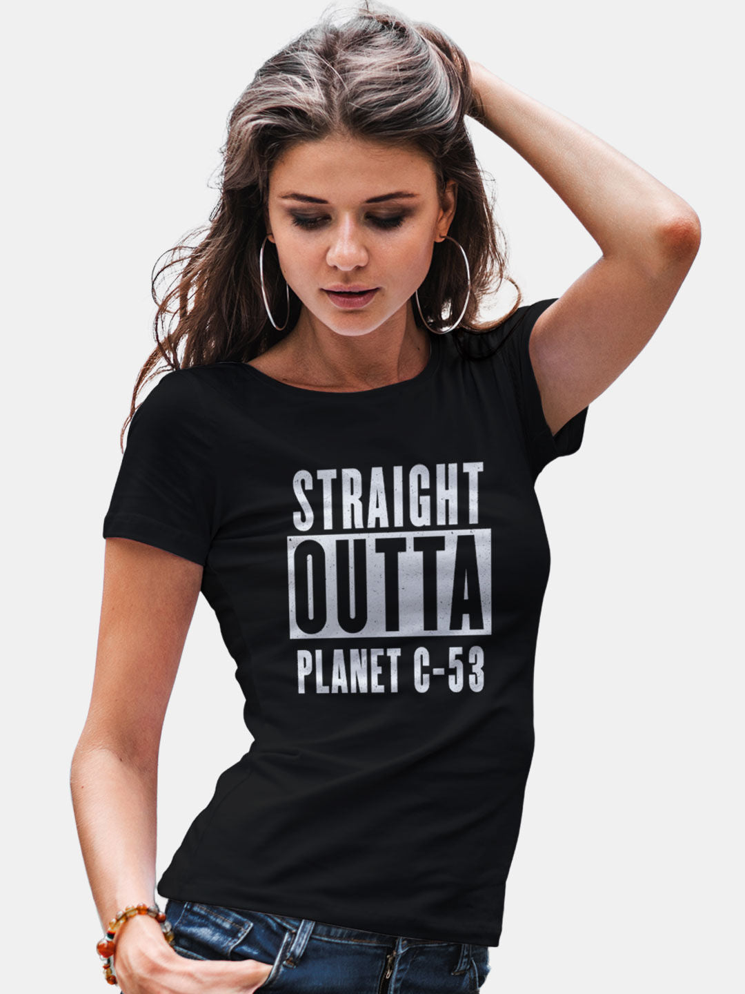 Planet C53 - Womens T-Shirt Black Medium