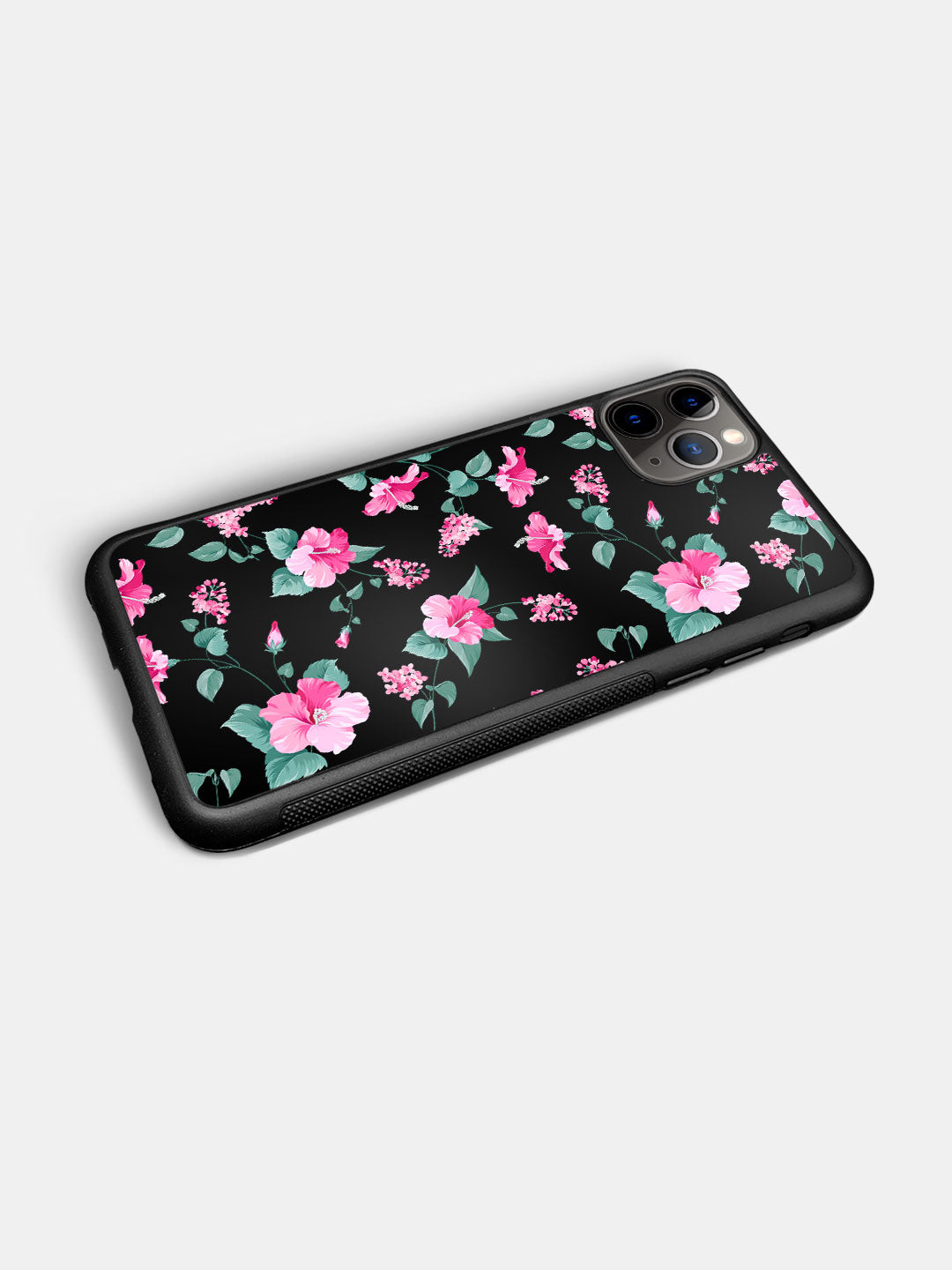 SK Hibiscus Blush Black - iPhone 11 Pro Max Bumper Cover