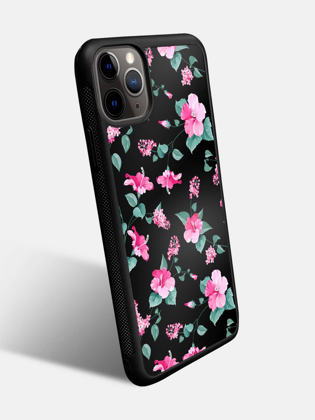 SK Hibiscus Blush Black - iPhone 11 Pro Max Bumper Cover