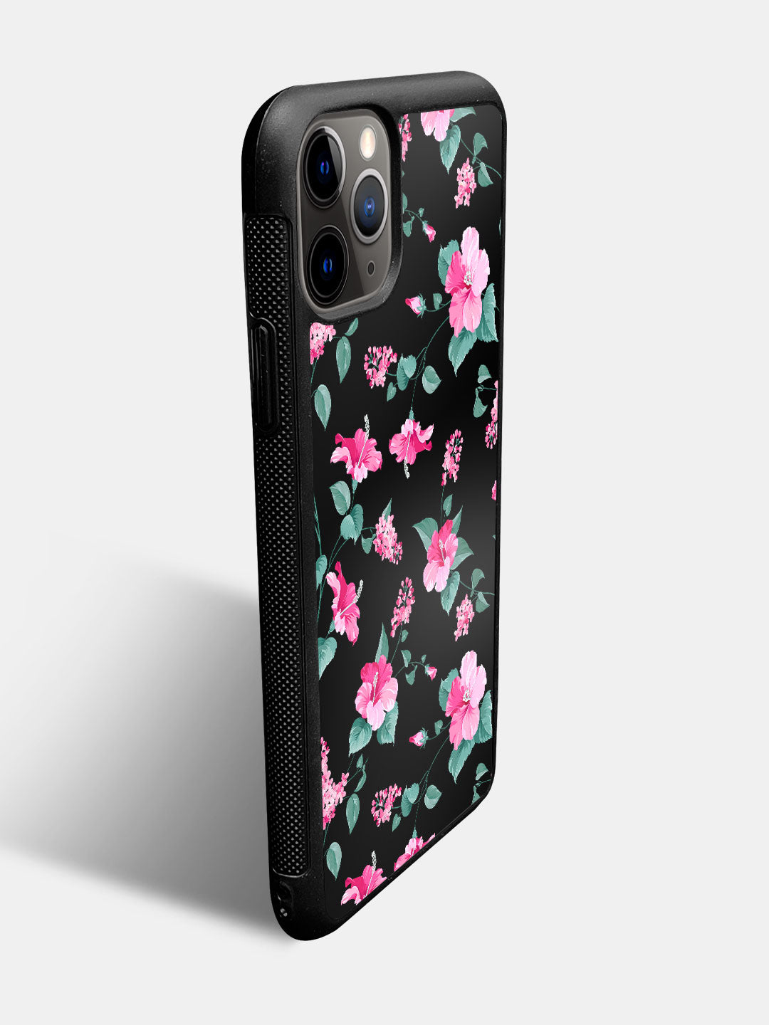 SK Hibiscus Blush Black - iPhone 11 Pro Max Bumper Cover