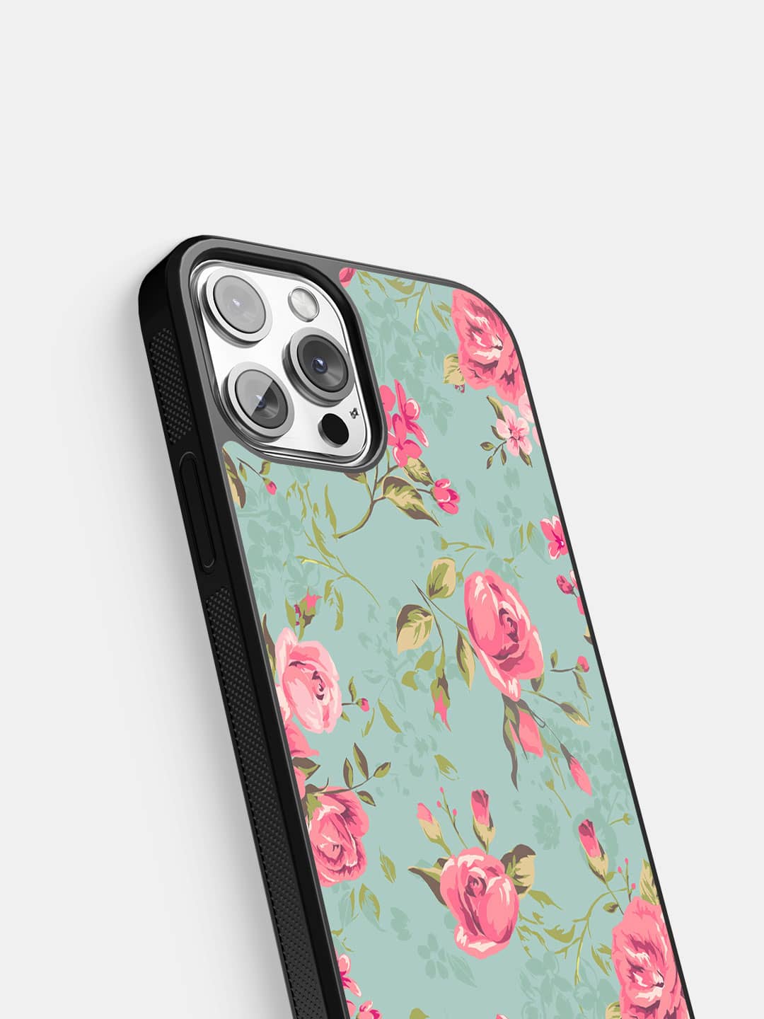 Teal Pink Flowers - iPhone 12 Pro Cover