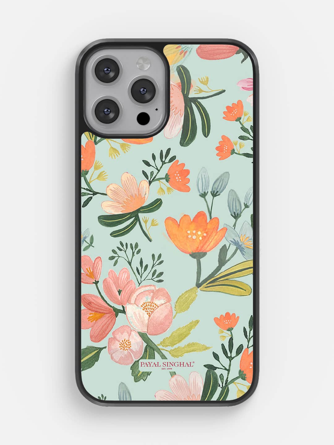 Payal Singhal Aqua Handpainted Flower - iPhone 13 Pro Max Bumper Cover