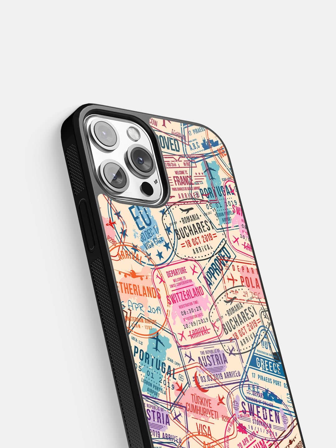 Immigration Stamps Beige - iPhone 13 Pro Max Bumper Cover