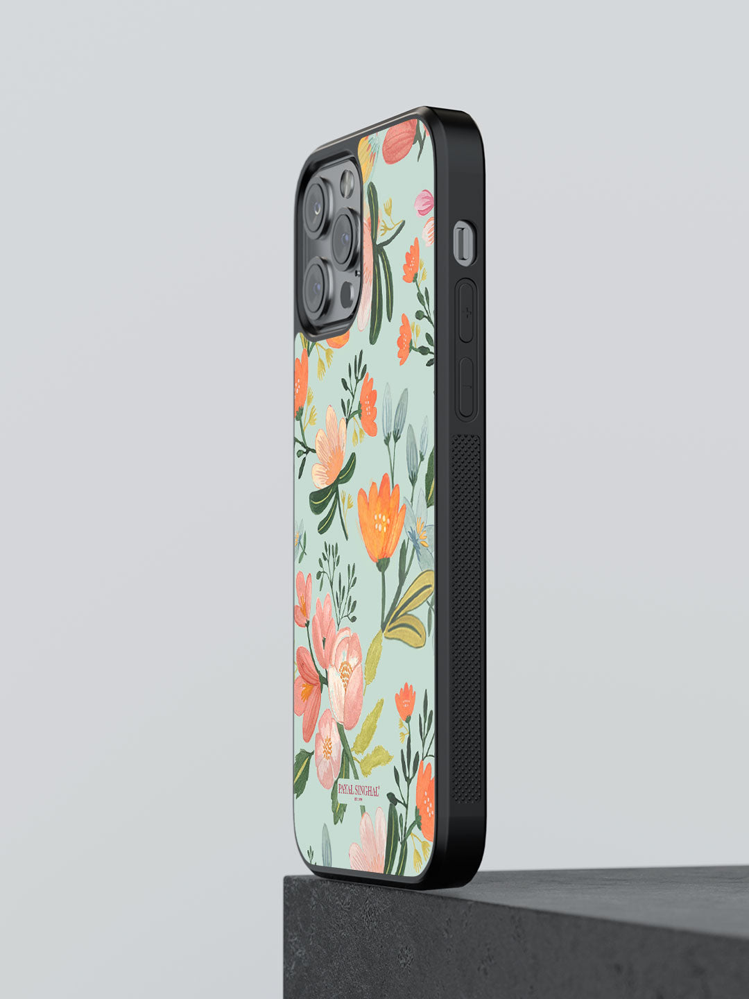 Payal Singhal Aqua Handpainted Flower - iPhone 13 Pro Max Bumper Cover