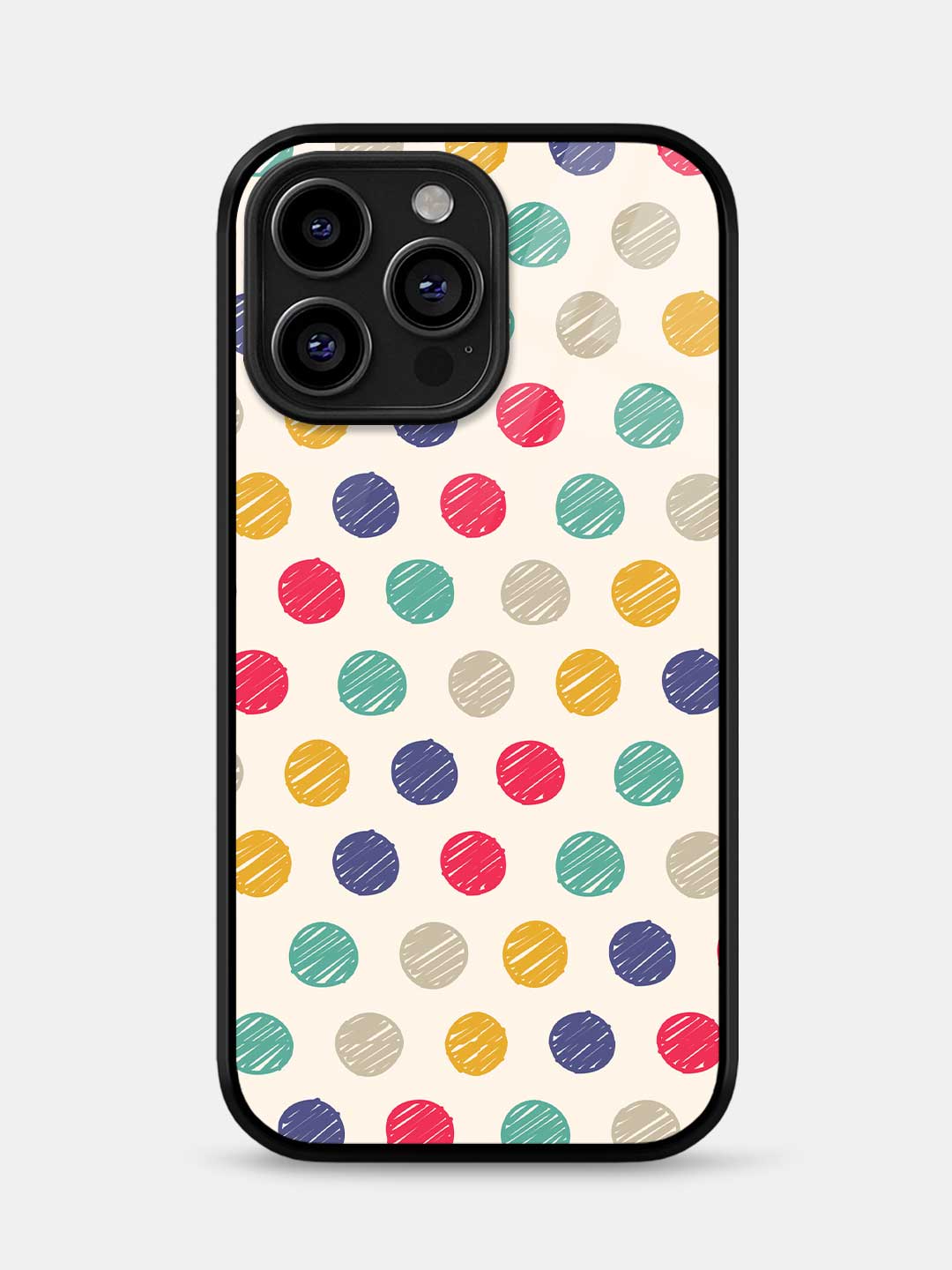 Polka Dot Scribbles - iPhone 13 Pro Max Glass Cover
