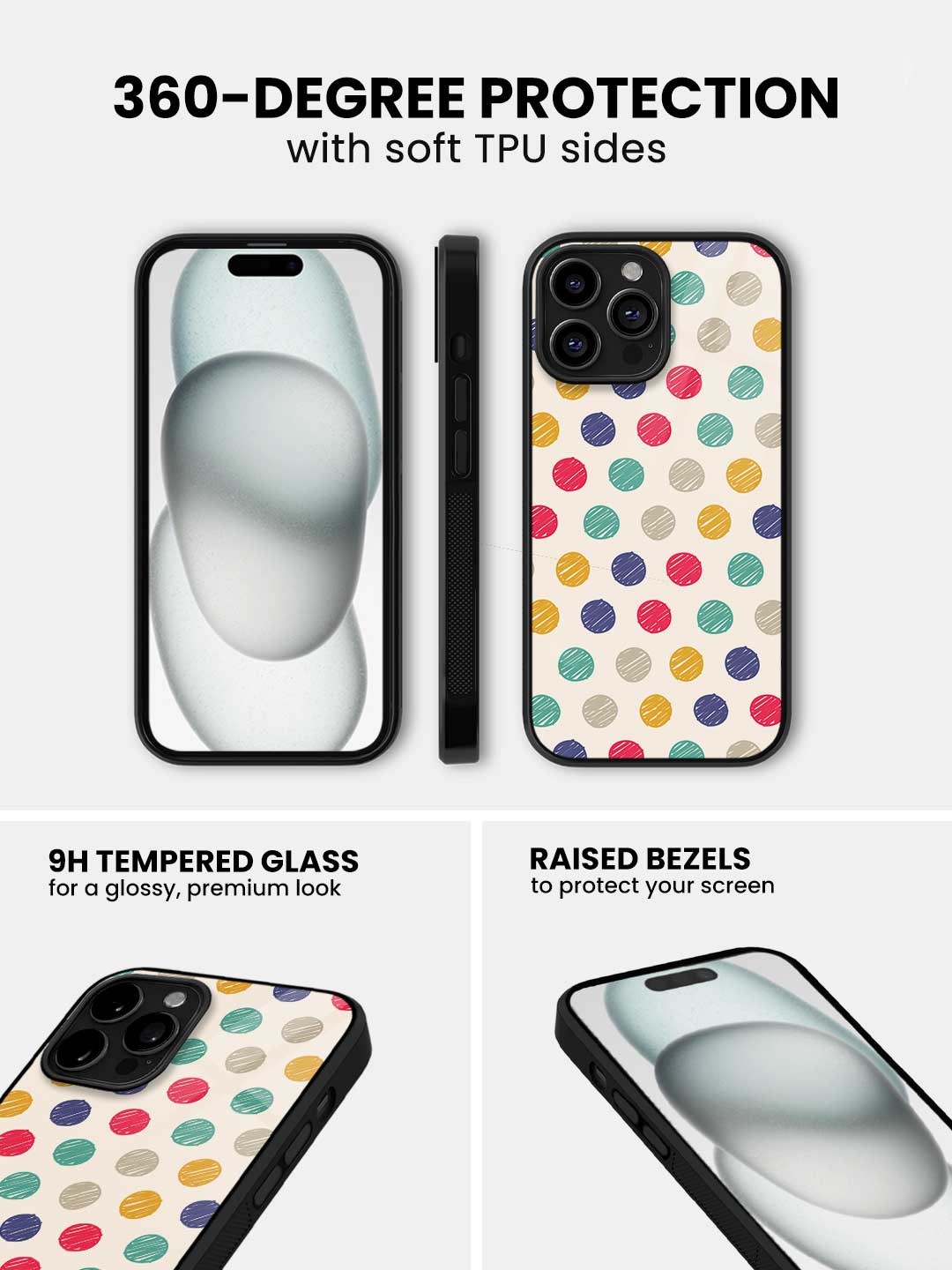 Polka Dot Scribbles - iPhone 13 Pro Max Glass Cover