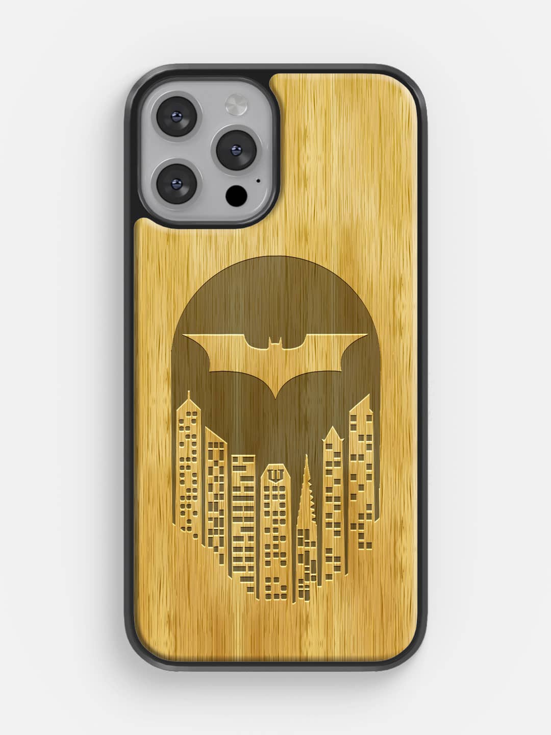 Bat Signal - iPhone 13 Pro Max Oak Wood Cover