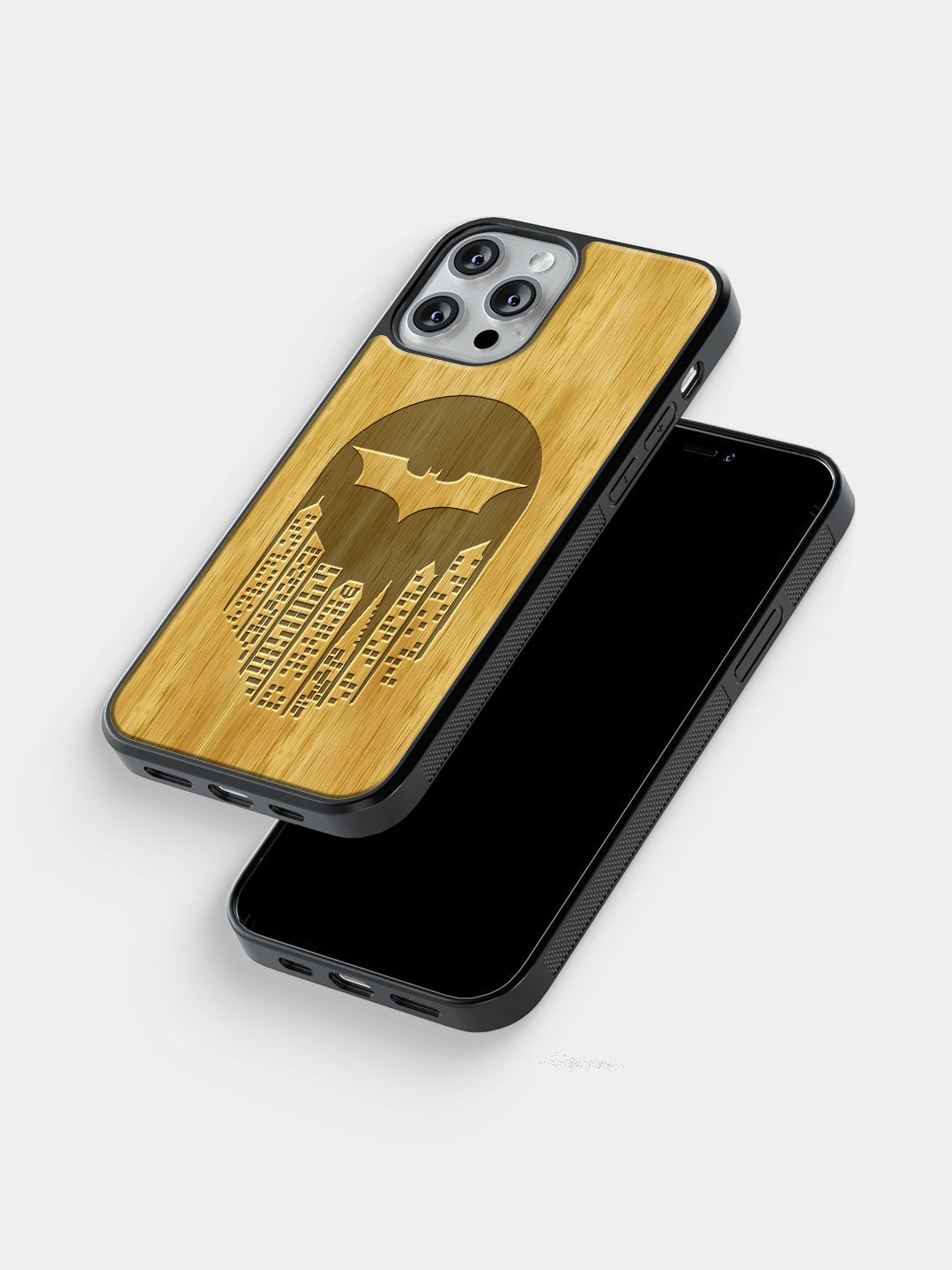 Bat Signal - iPhone 13 Pro Max Oak Wood Cover