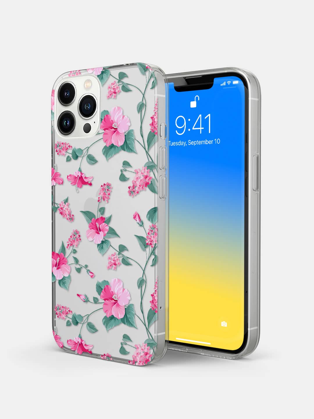SK Hibiscus Blush - iPhone 13 Pro Clear Cover