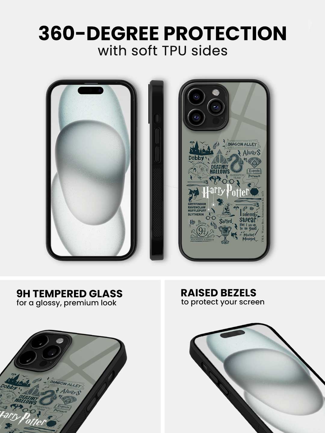 Harry Potter Infographic Grey - iPhone 13 Pro Glass Cover