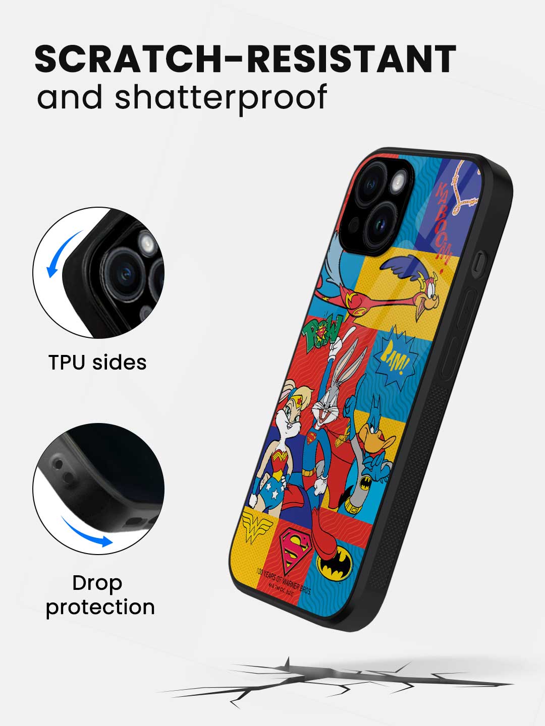 Justice League Shuffle - iPhone 15 Plus Glass Cover