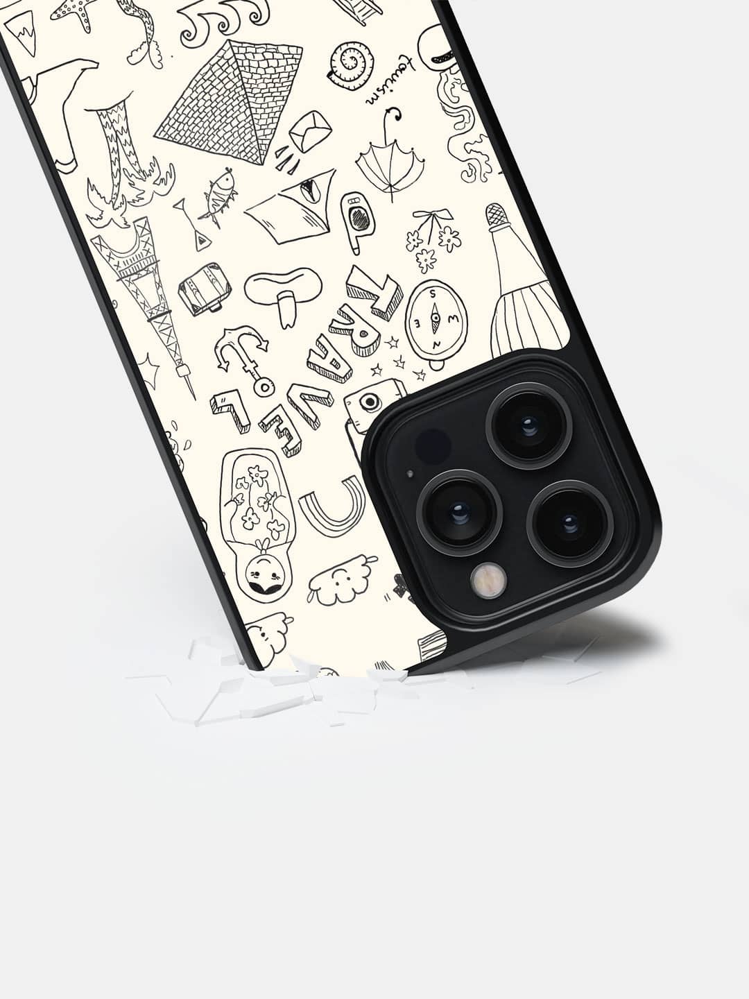 Travel Doodle White - iPhone 14 Pro Max Bumper Cover