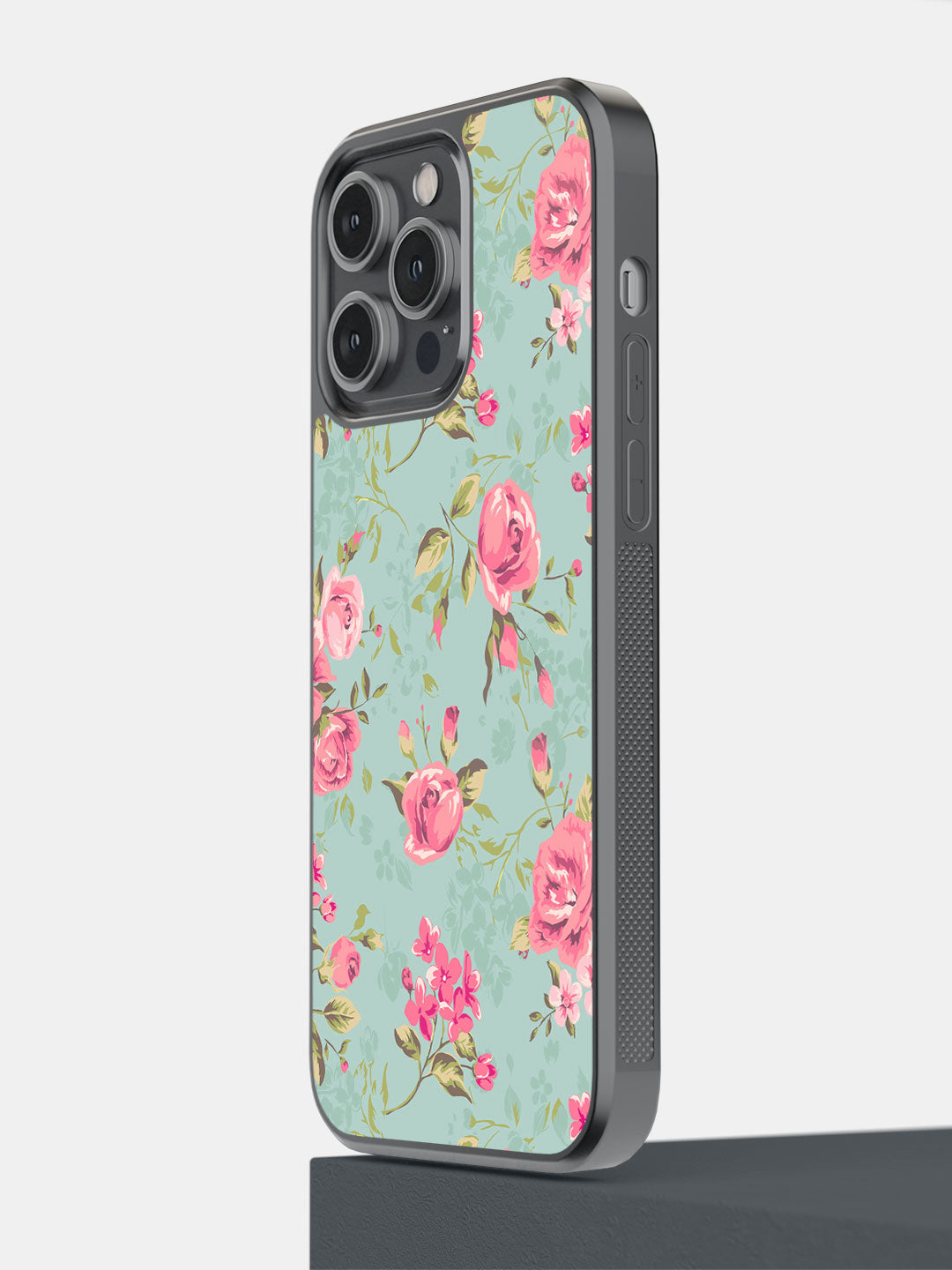 Teal Pink Flowers - iPhone 14 Pro Max Cover