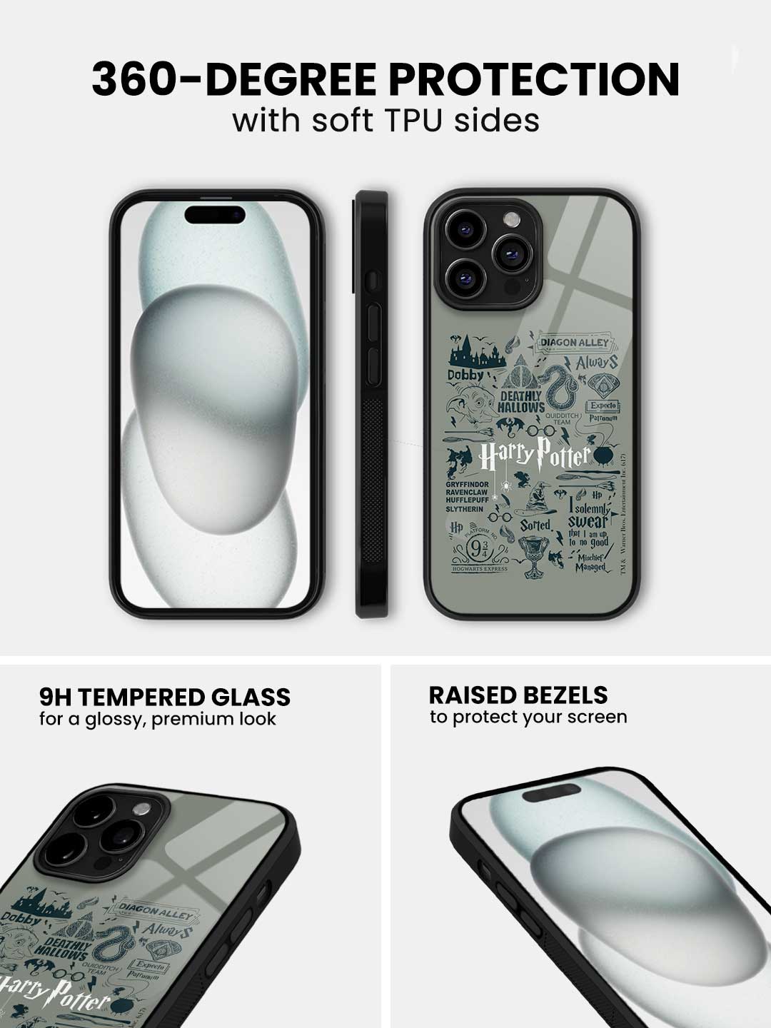 Harry Potter Infographic Grey - iPhone 14 Pro Max Glass Cover