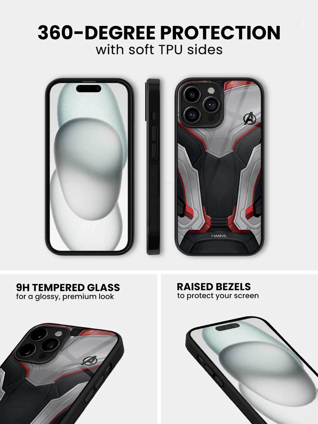 Avengers Endgame Suit - iPhone 15 Pro Glass Cover