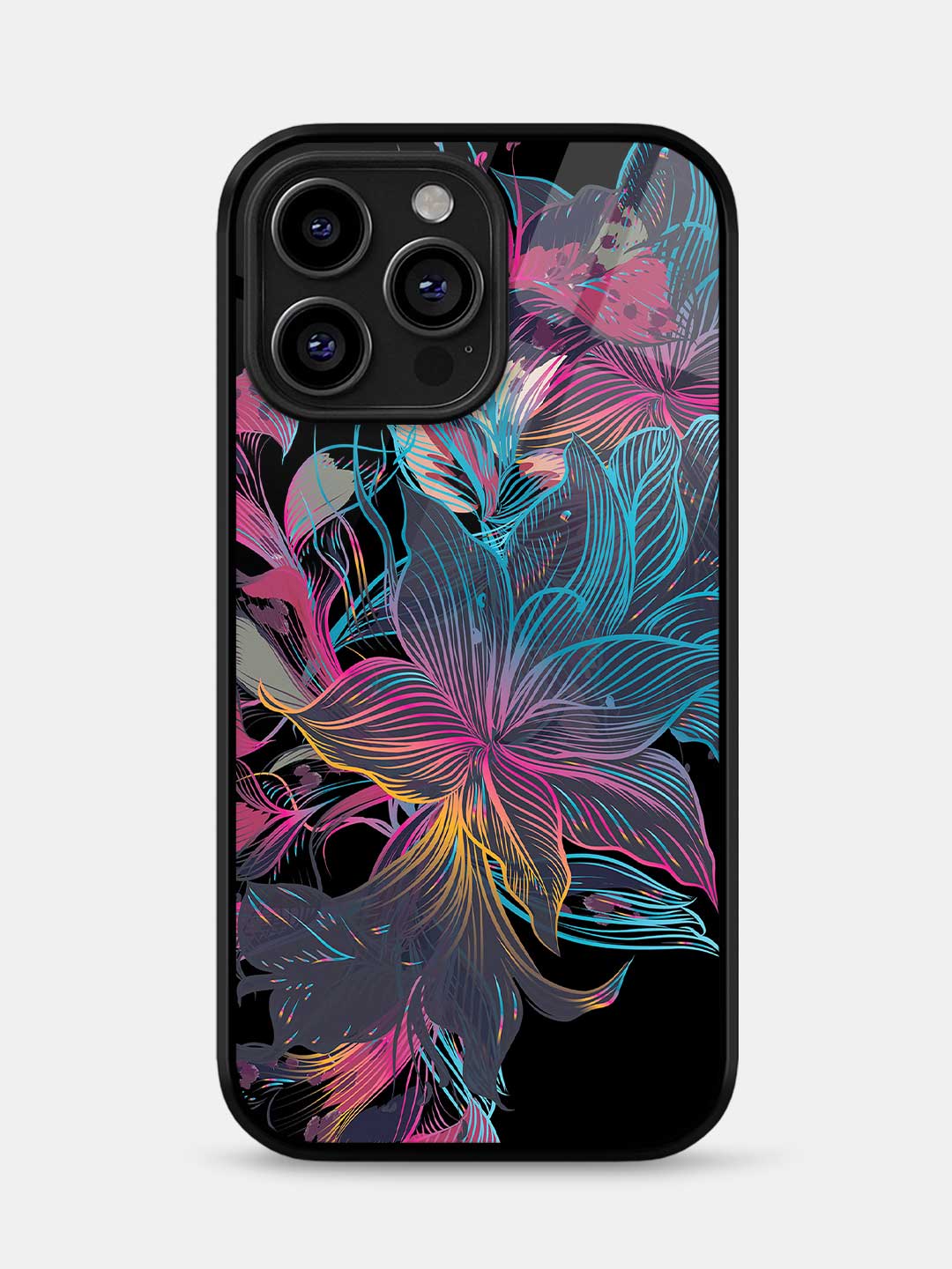 Neon Flowers - iPhone 16 Pro Max Glass Cover