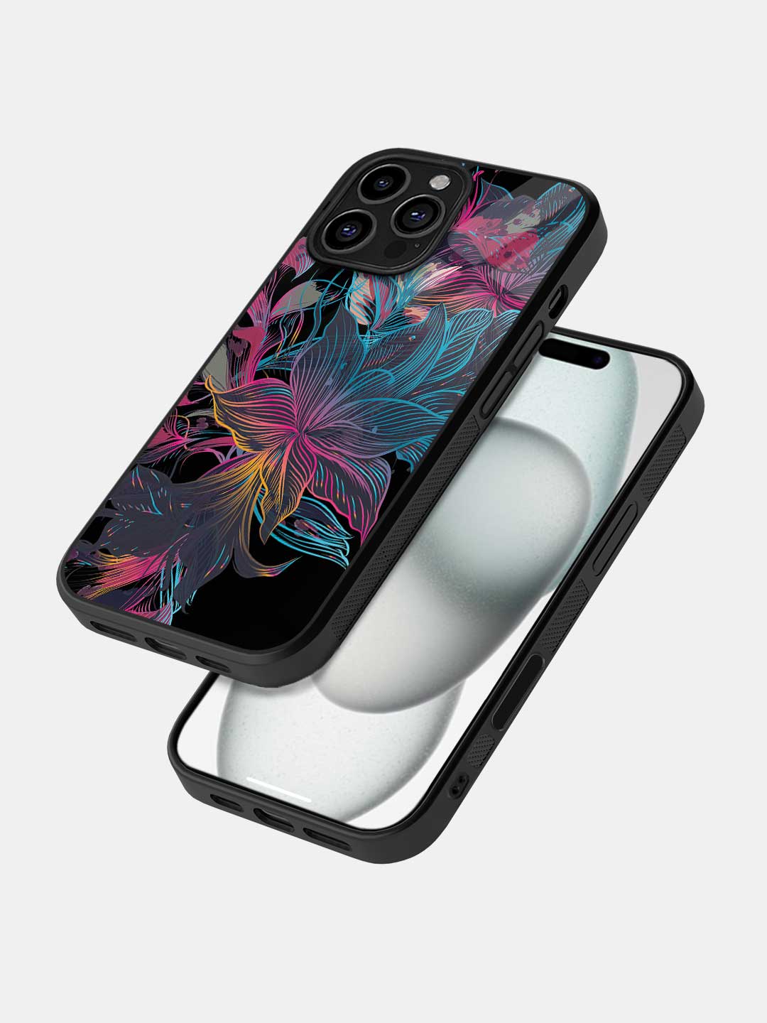 Neon Flowers - iPhone 16 Pro Max Glass Cover