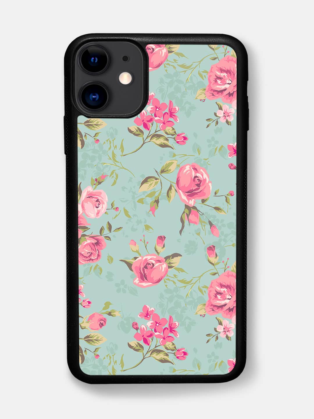 Teal Pink Flowers - iPhone 11 Bumper Cover