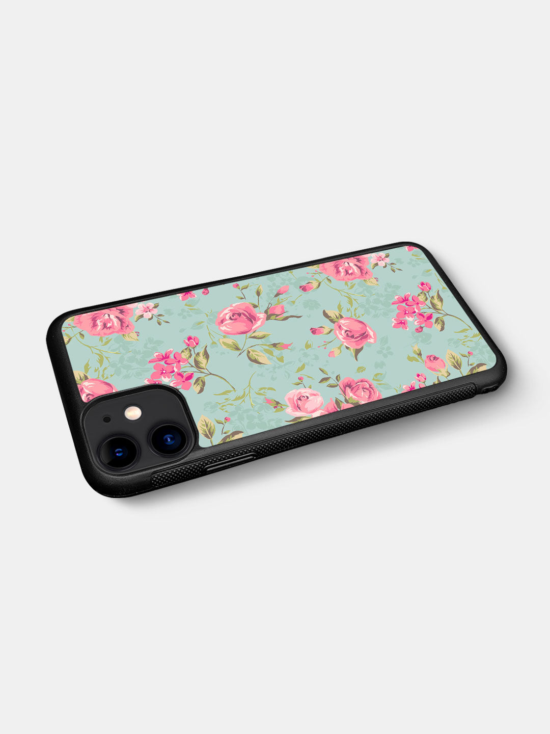 Teal Pink Flowers - iPhone 11 Bumper Cover