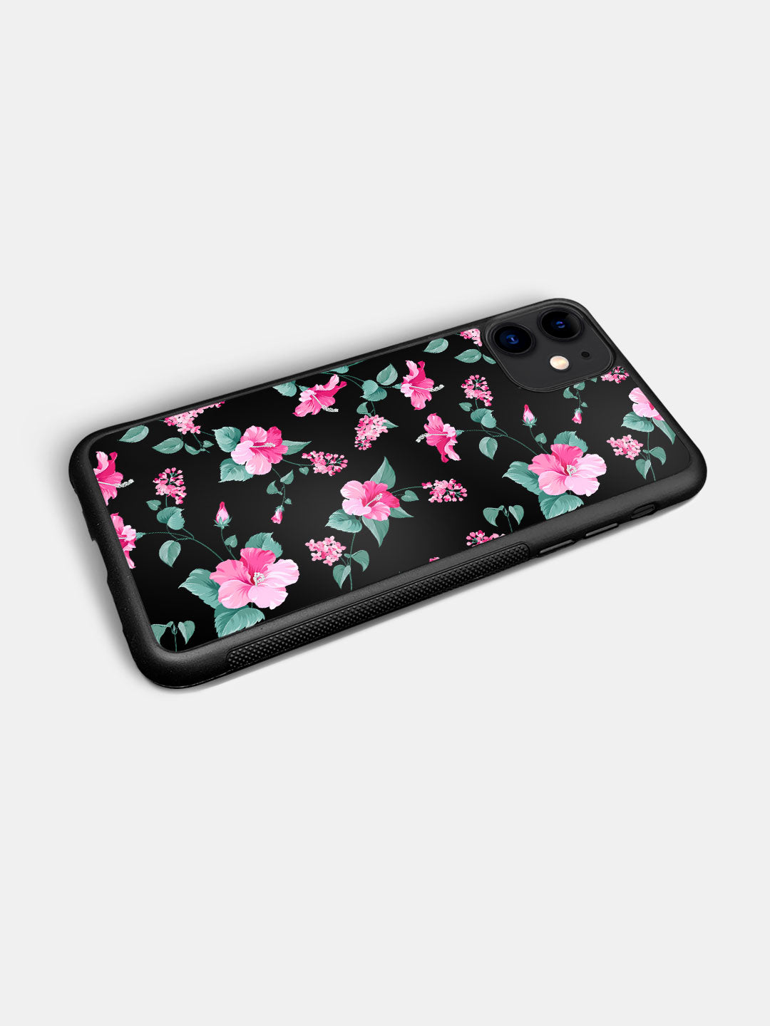 SK Hibiscus Blush Black - iPhone 11 Cover