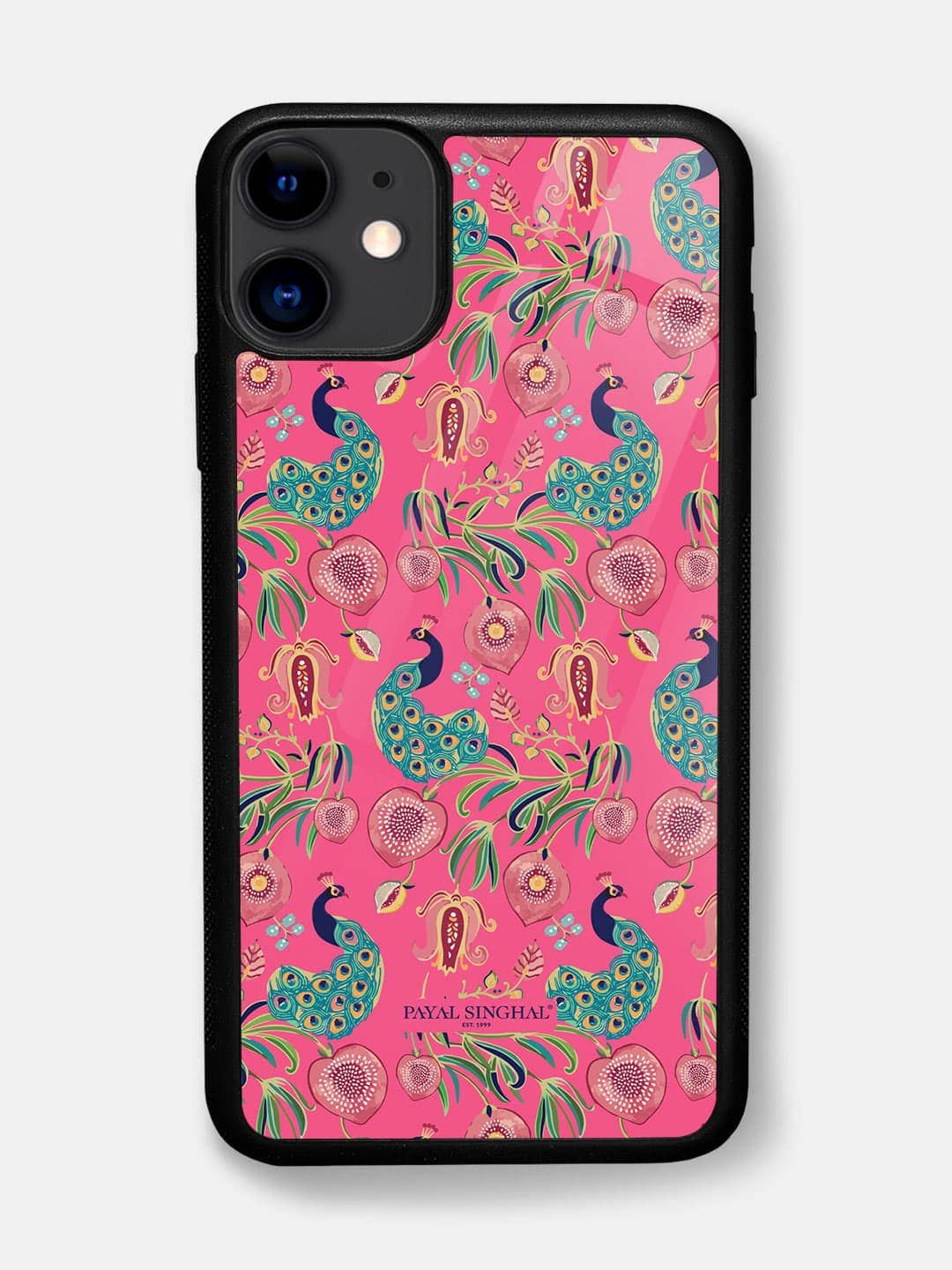 Payal Singhal Anaar and Mor Pink - iPhone 11 Glass Cover