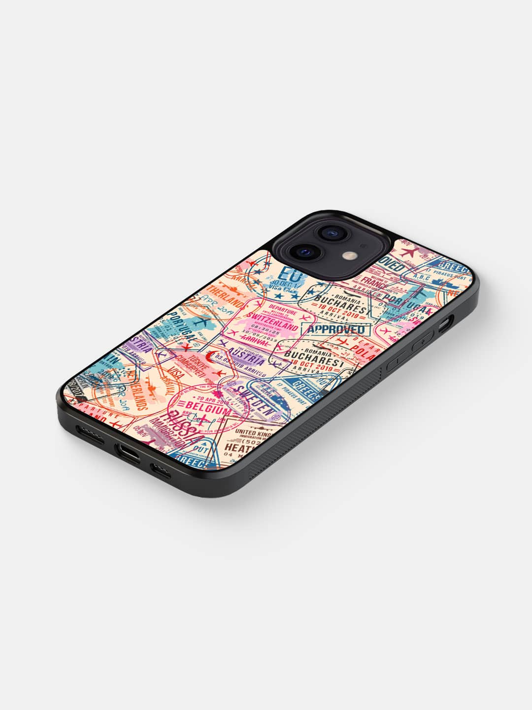Immigration Stamps Beige - iPhone 12 Bumper Cover
