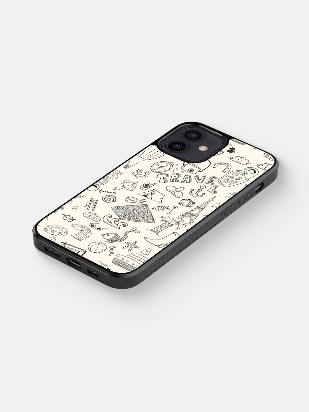 Travel Doodle White - iPhone 12 Bumper Cover