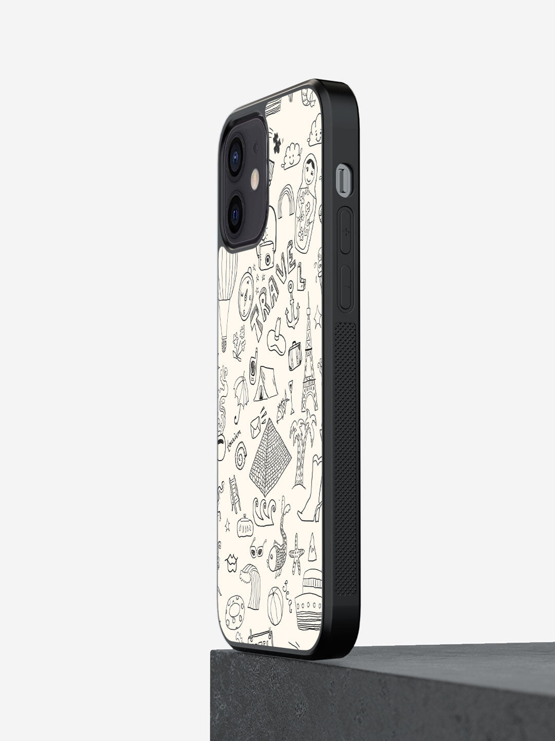 Travel Doodle White - iPhone 12 Bumper Cover