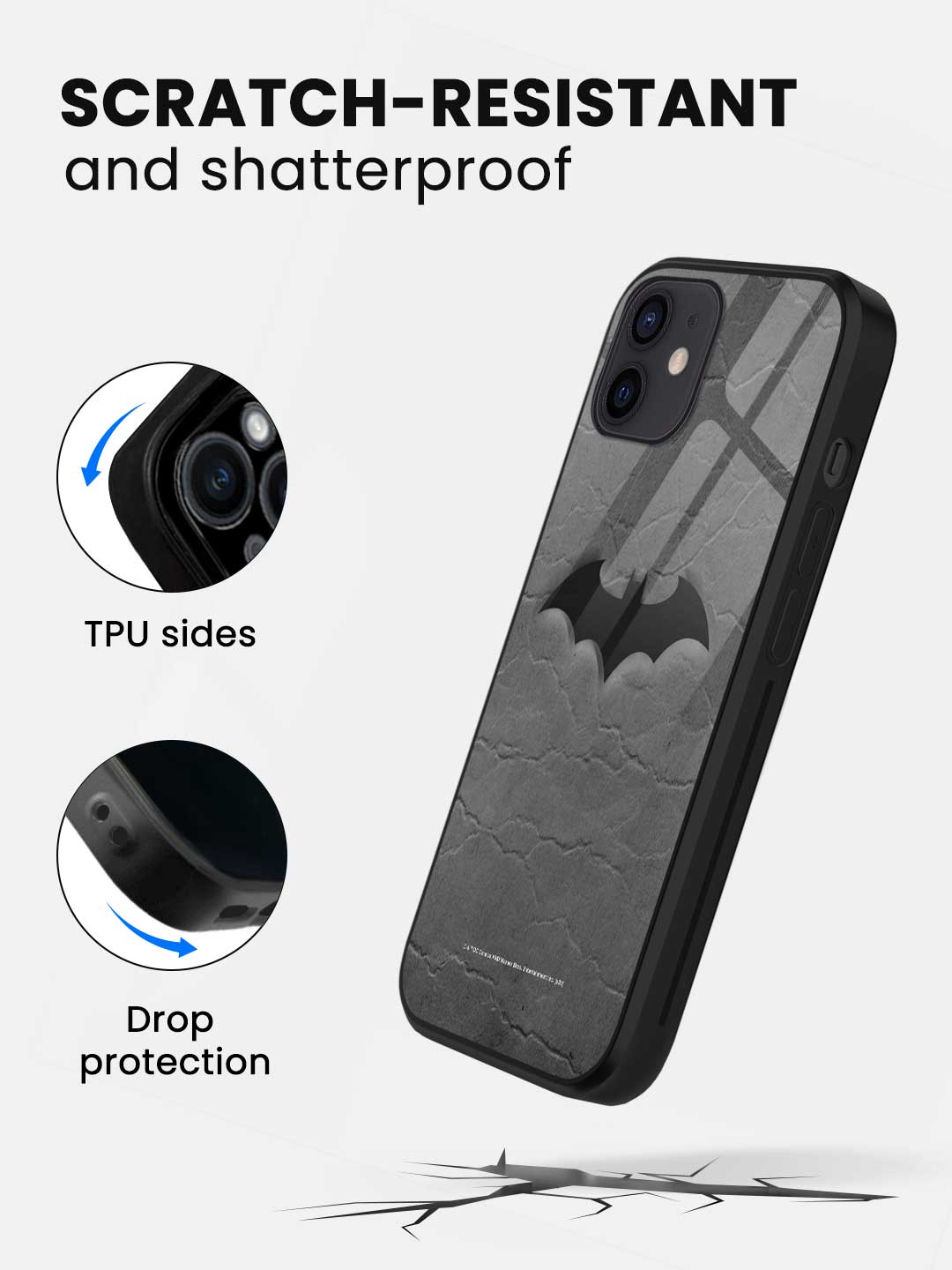 Fade Out Batman - iPhone 12 Glass Cover