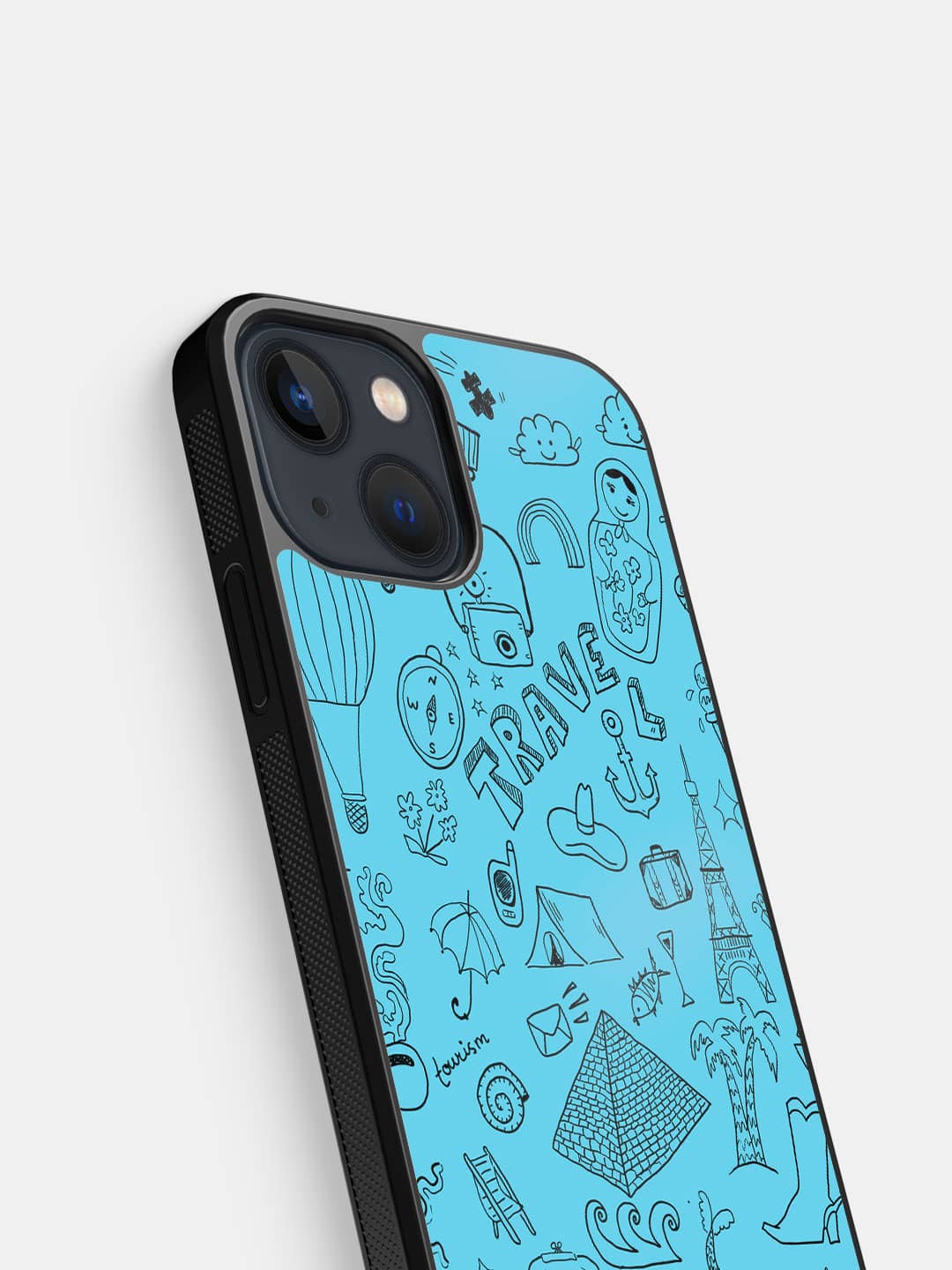 Travel Doodle Blue - iPhone 13 Cover