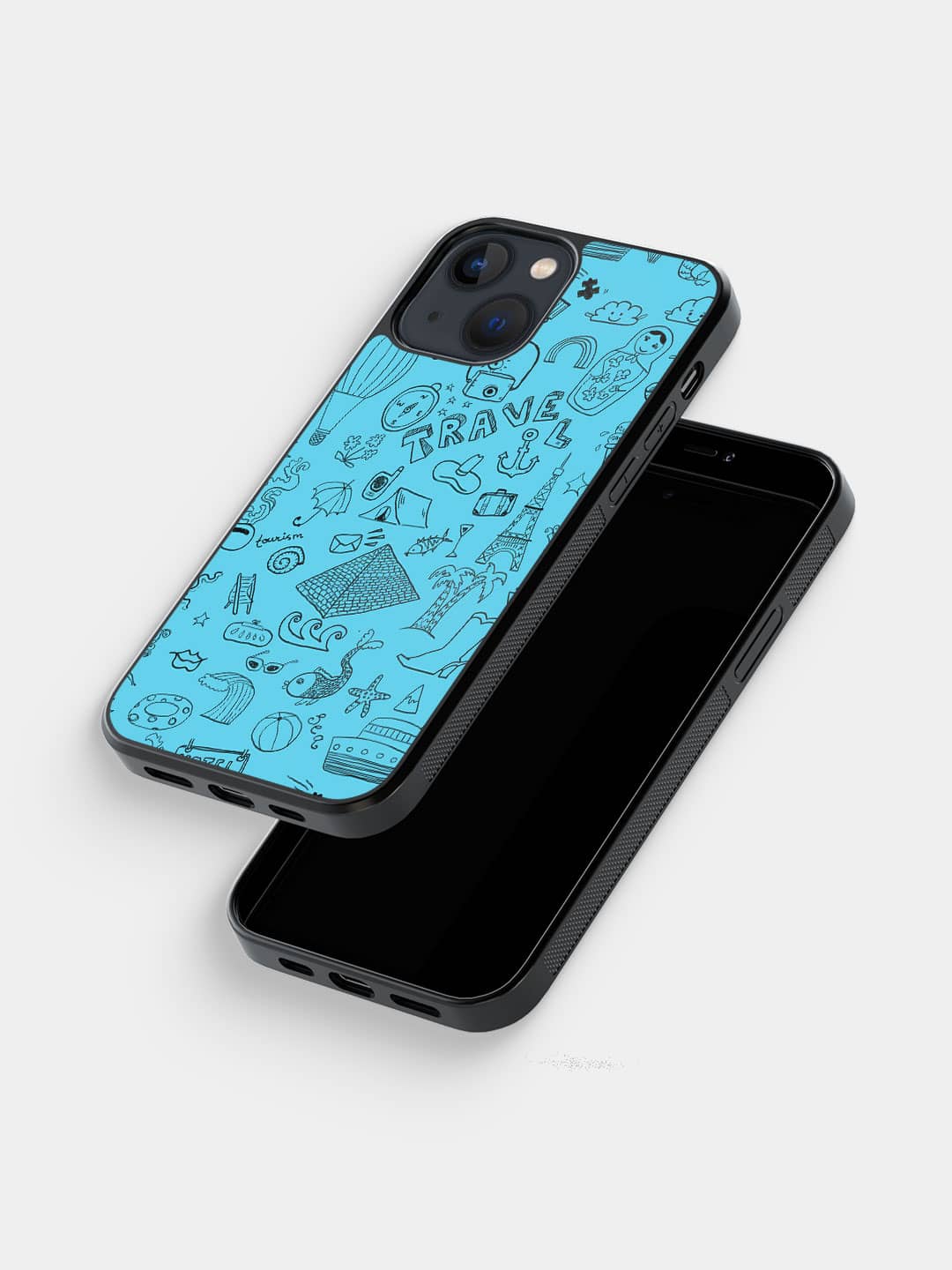 Travel Doodle Blue - iPhone 13 Cover