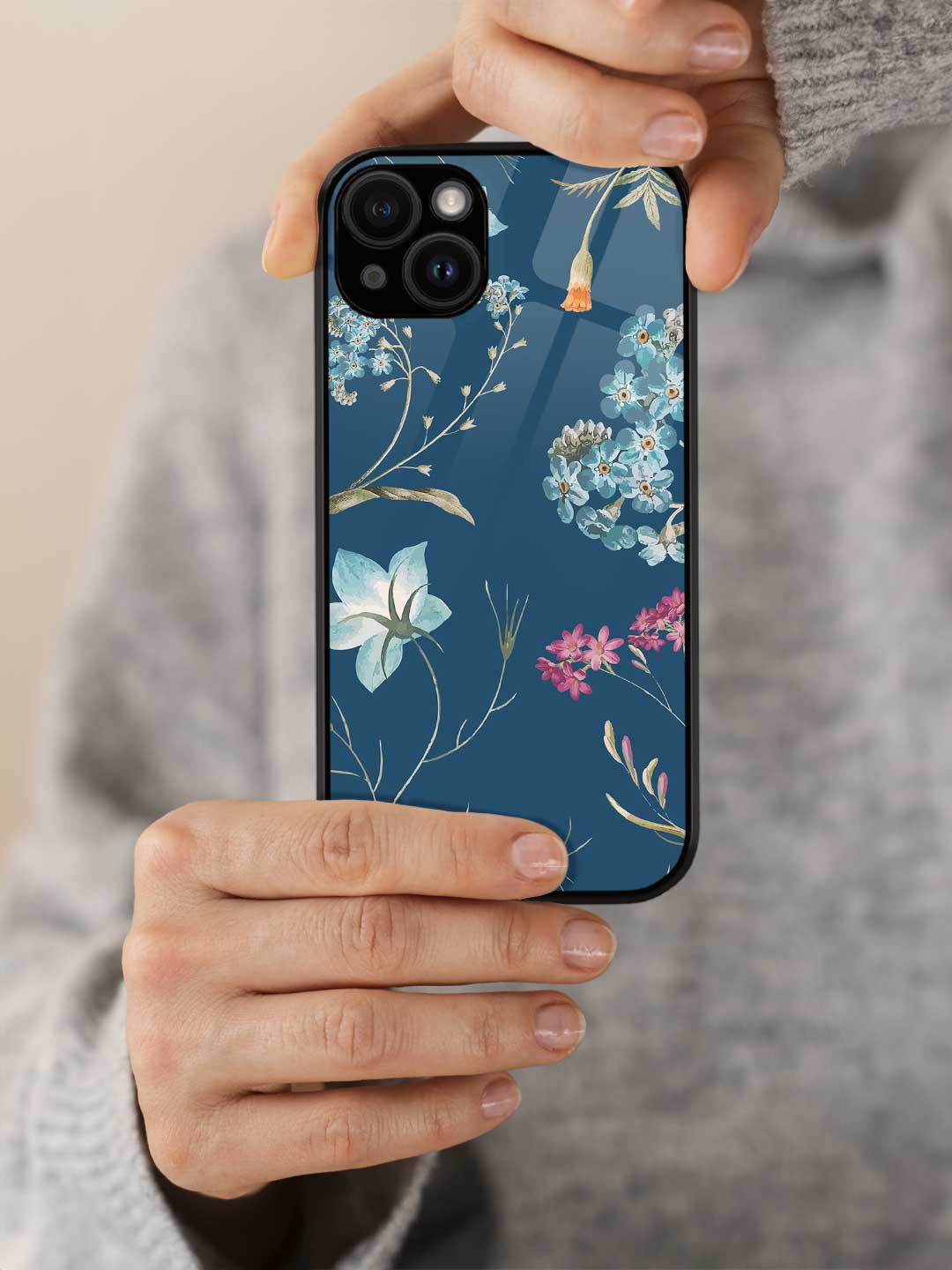 Azure Blooms - iPhone 13 Glass Cover