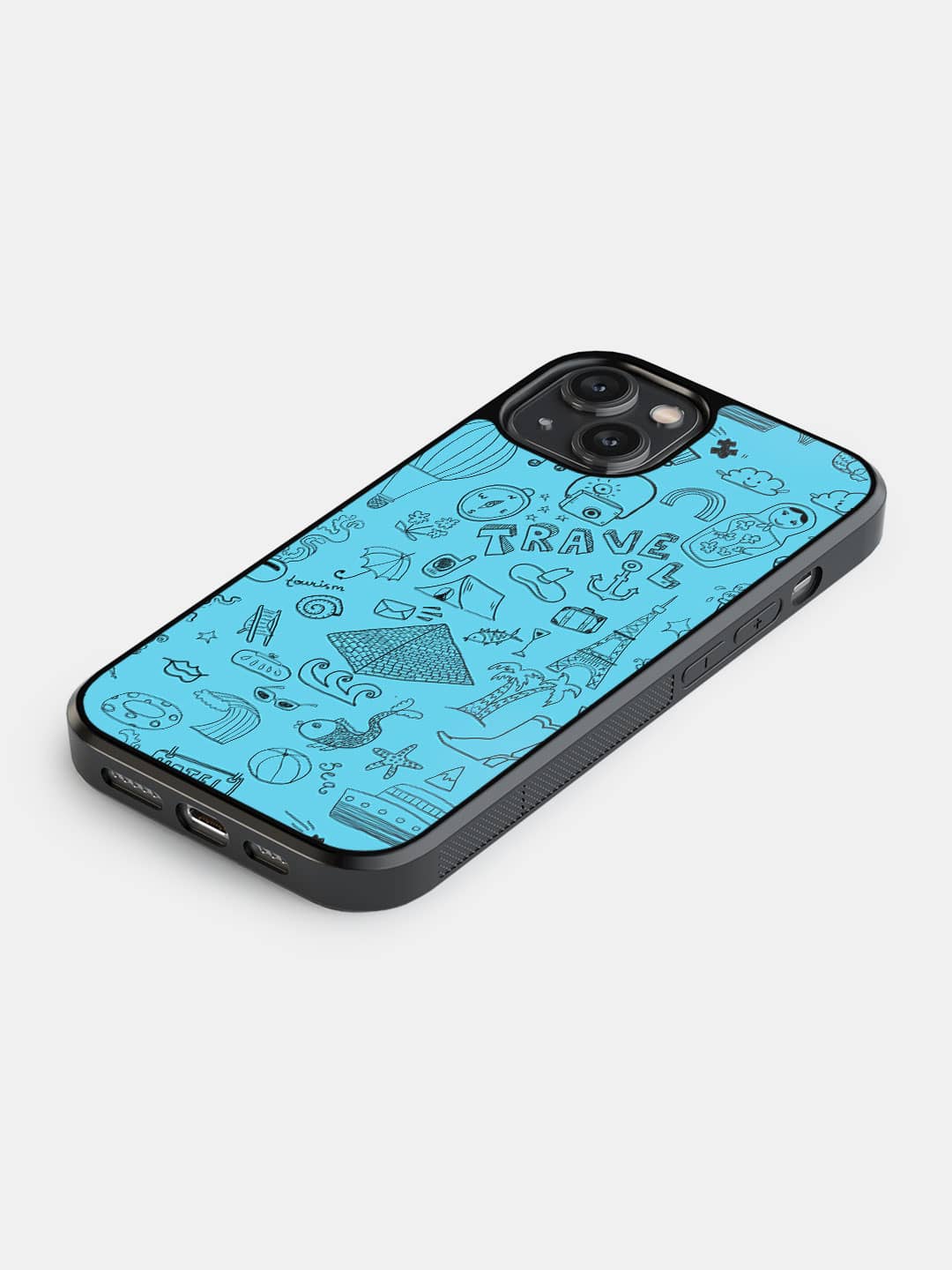 Travel Doodle Blue - iPhone 14 Cover