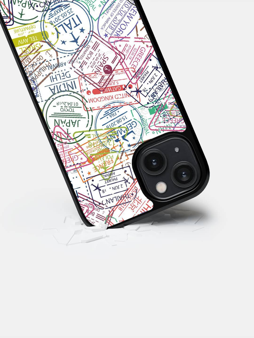 Immigration Stamps White - iPhone 14 Cover