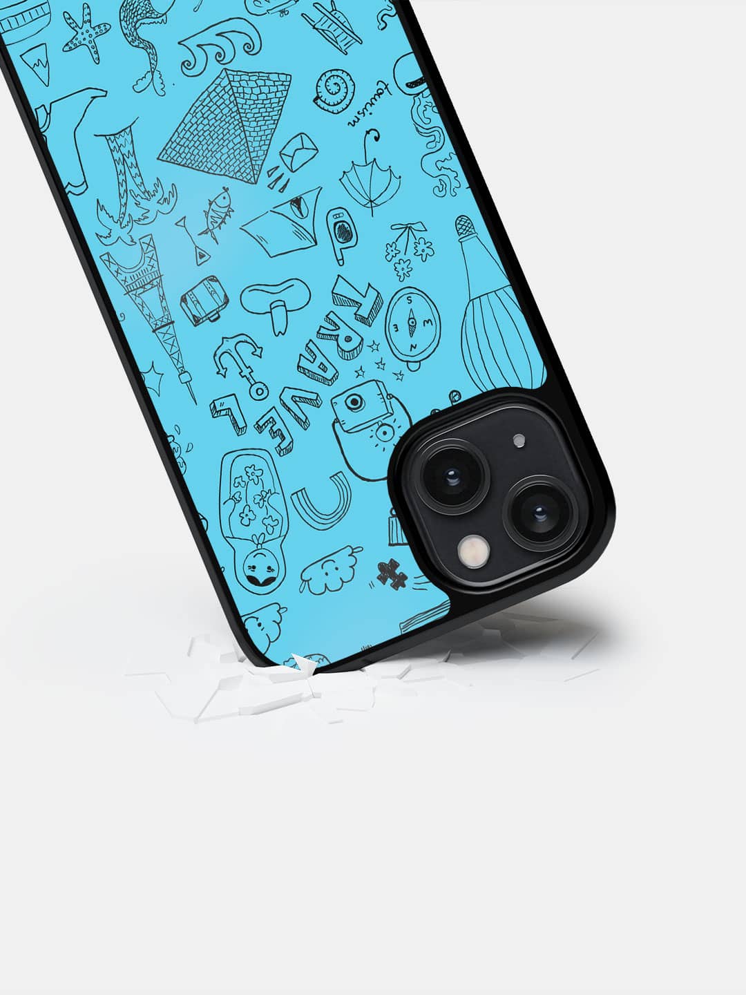 Travel Doodle Blue - iPhone 14 Cover