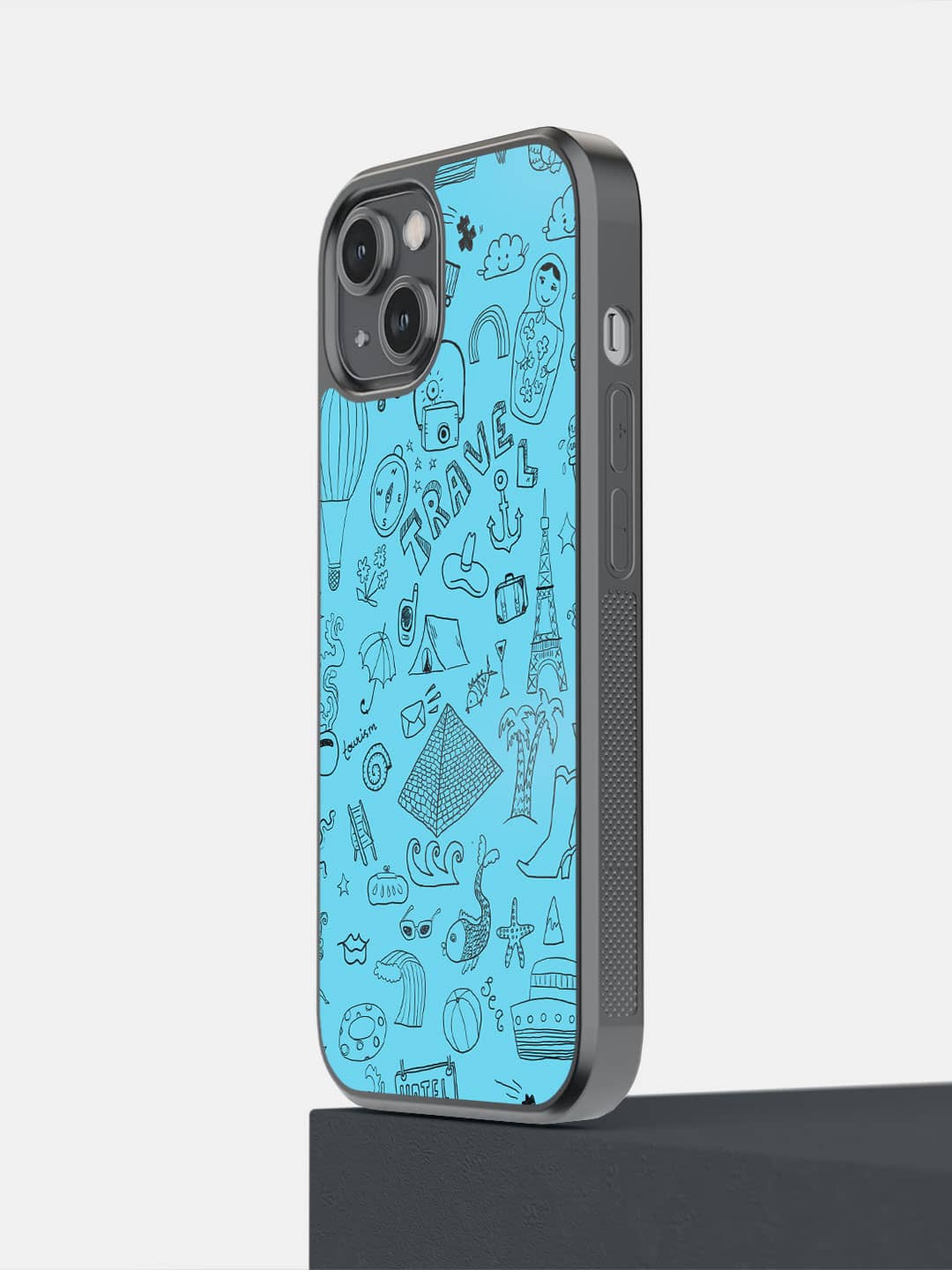 Travel Doodle Blue - iPhone 14 Cover