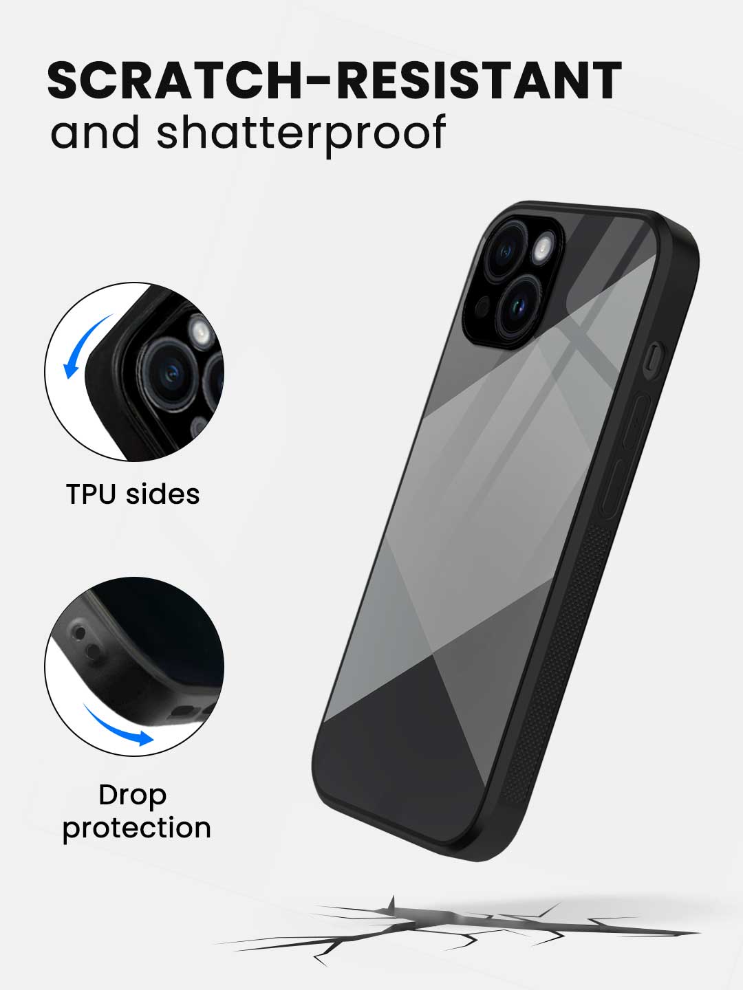 Criss Cross Grey - iPhone 15 Glass Cover