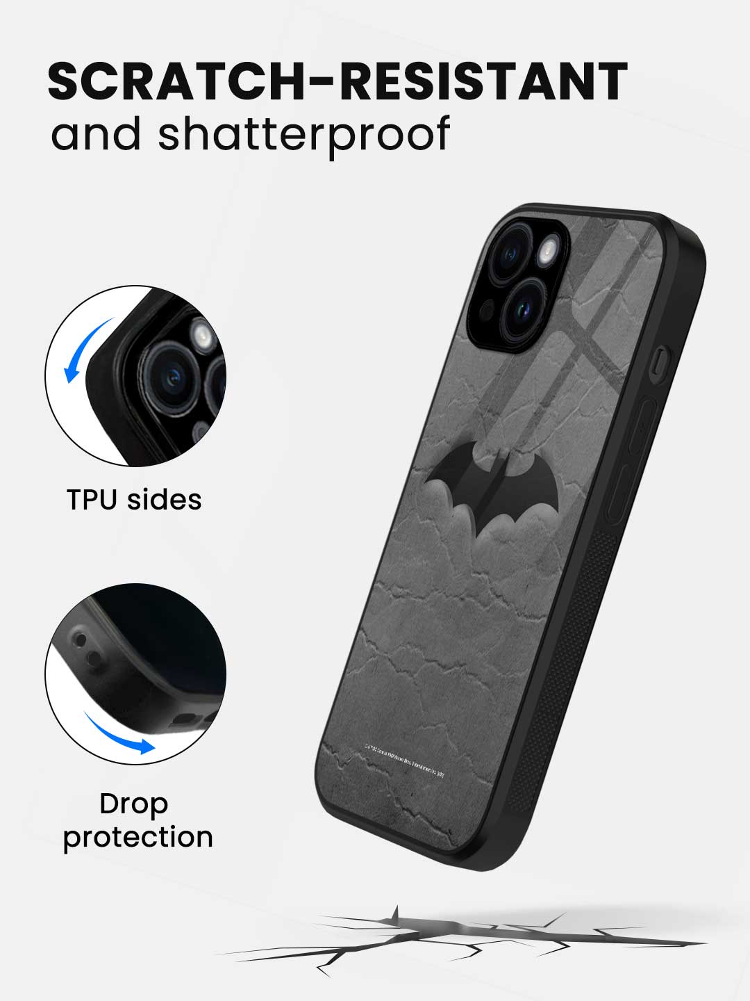 Fade Out Batman - iPhone 14 Glass Cover