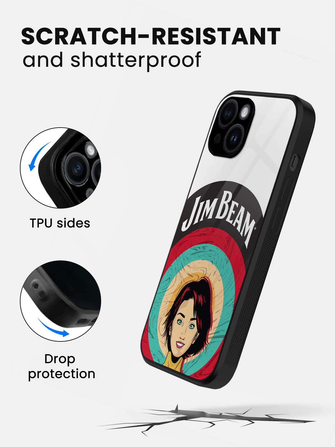 Jim Beam Character White - iPhone 14 Glass Cover