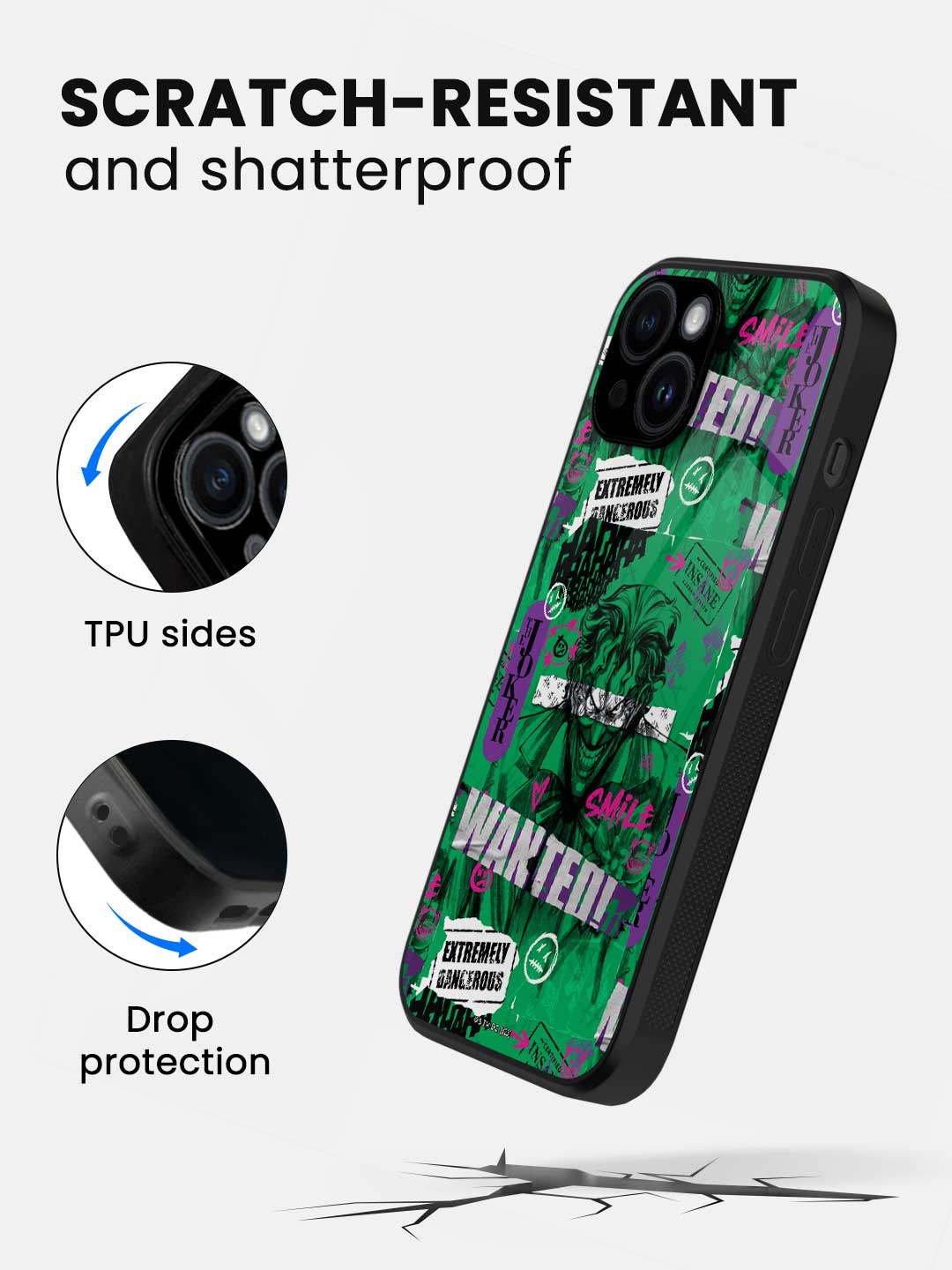 Extremely Dangerous Joker - iPhone 15 Glass Cover