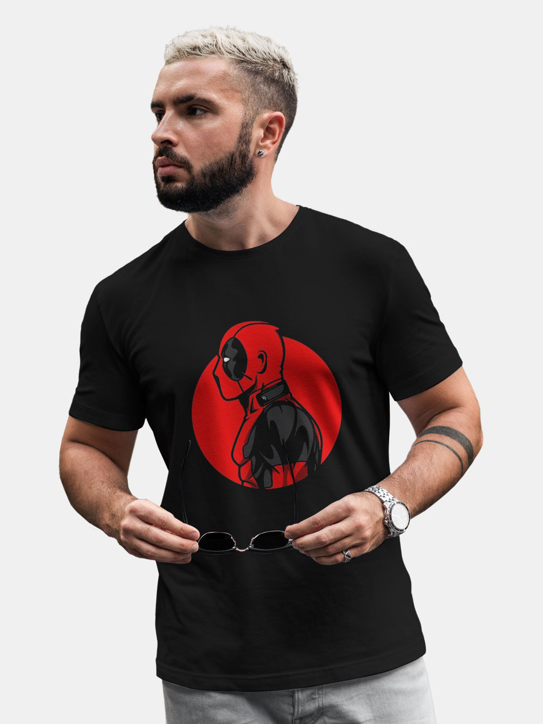Deadpool Profile - Mens T-Shirt Black Medium