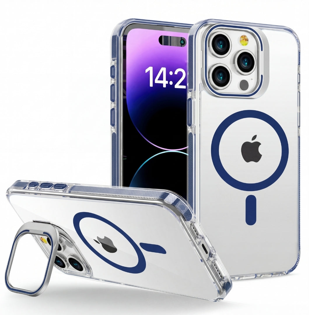 Clear Kickstand iPhone Case for iPhone 15 Pro Max Navy Blue | Macmerise